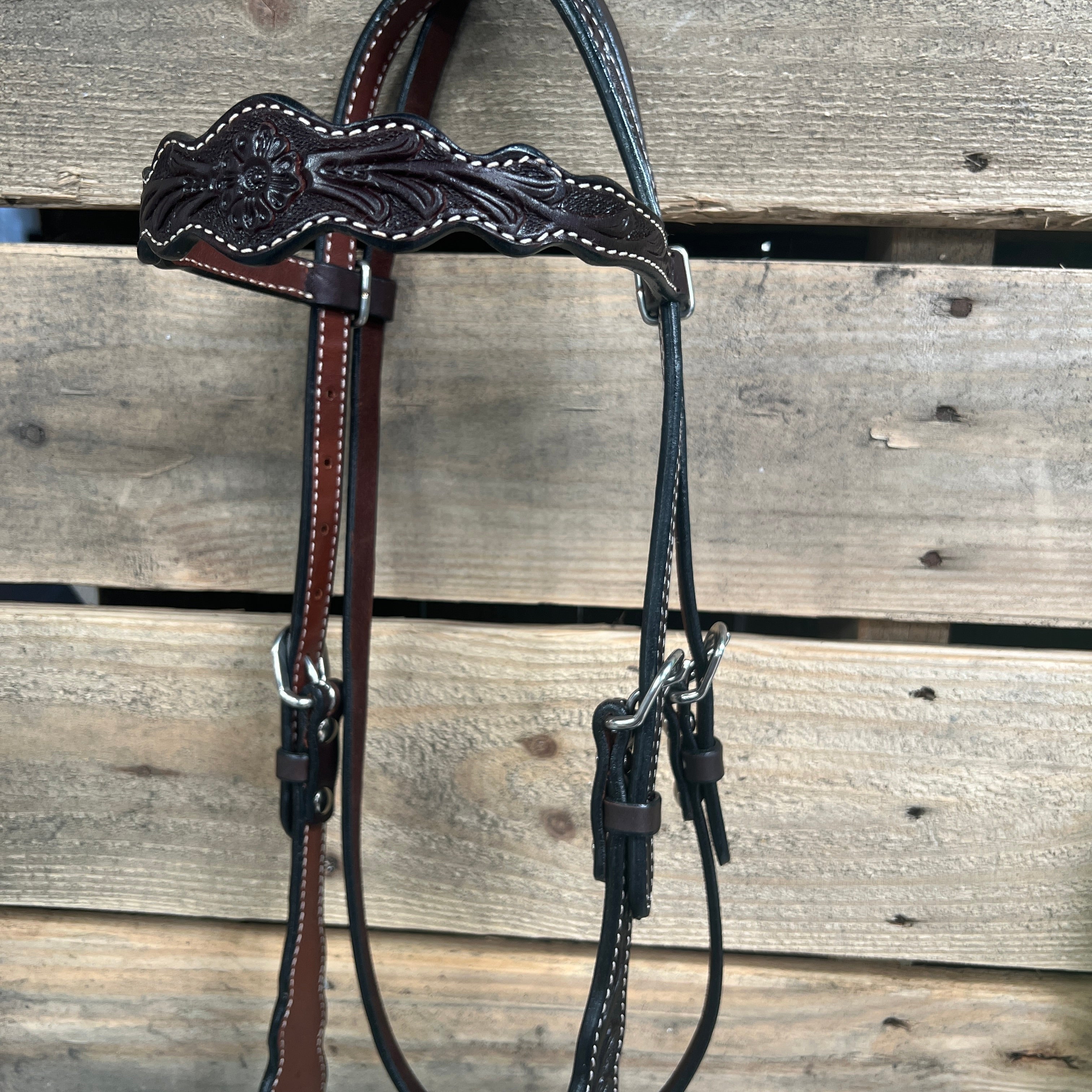 Dark Oil Floral Scalloped Lime Loping Hackamore #LHK019 — view 3