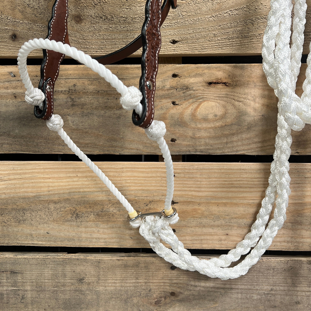 Medium Oil Floral Scalloped White Loping Hackamore #LHK020 — view 2