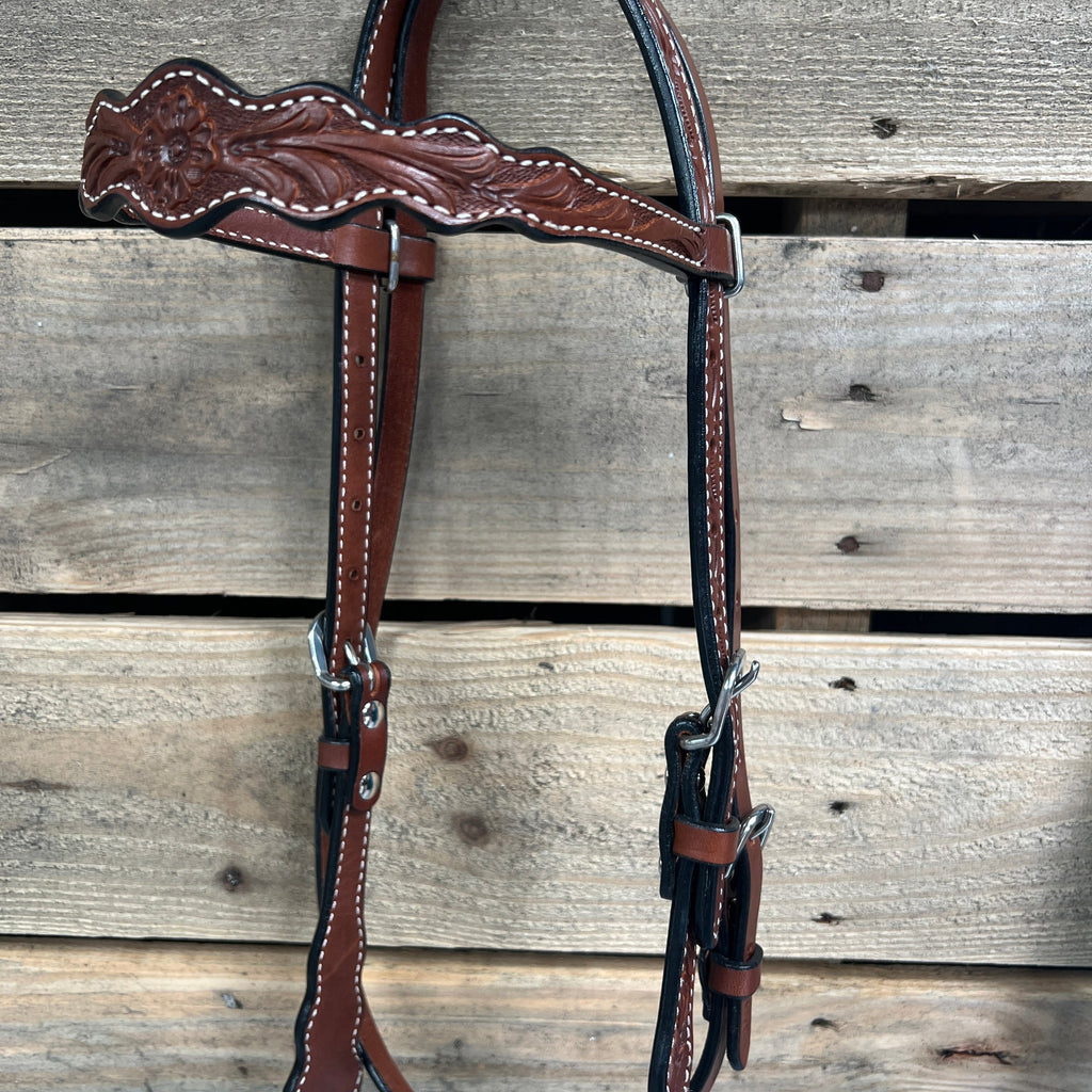 Medium Oil Floral Scalloped Blue Loping Hackamore #LHK021 — view 3