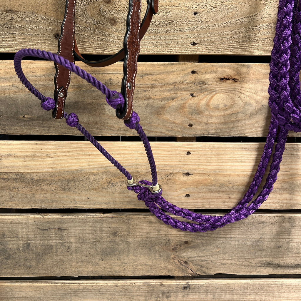 Medium Oil Floral Scalloped Purple Loping Hackamore #LHK022 — view 2