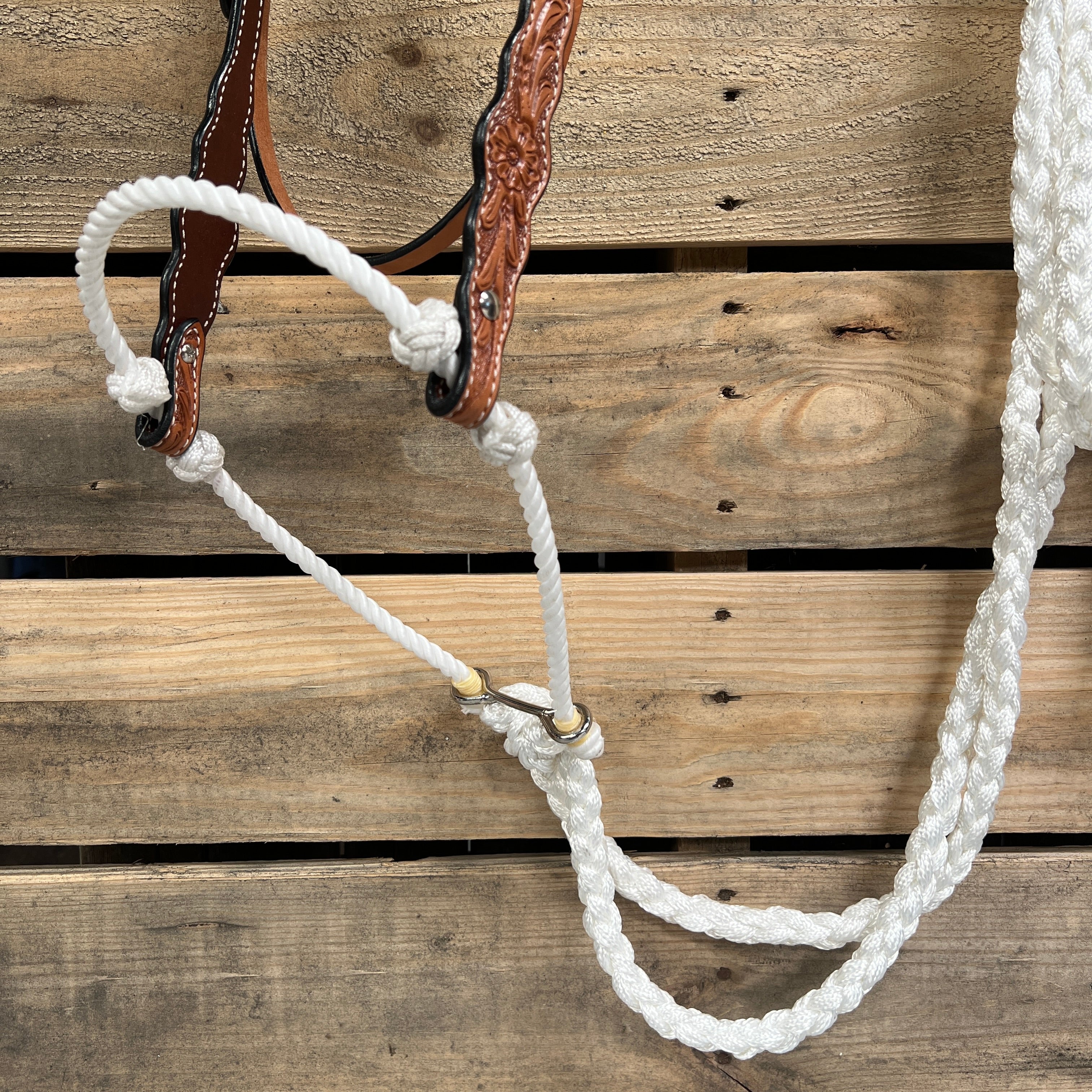 Light Oil Floral Scalloped White Loping Hackamore #LHK023 — view 2