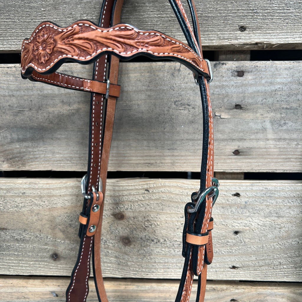 Light Oil Floral Scalloped Turquoise Loping Hackamore #LHK024 — view 3