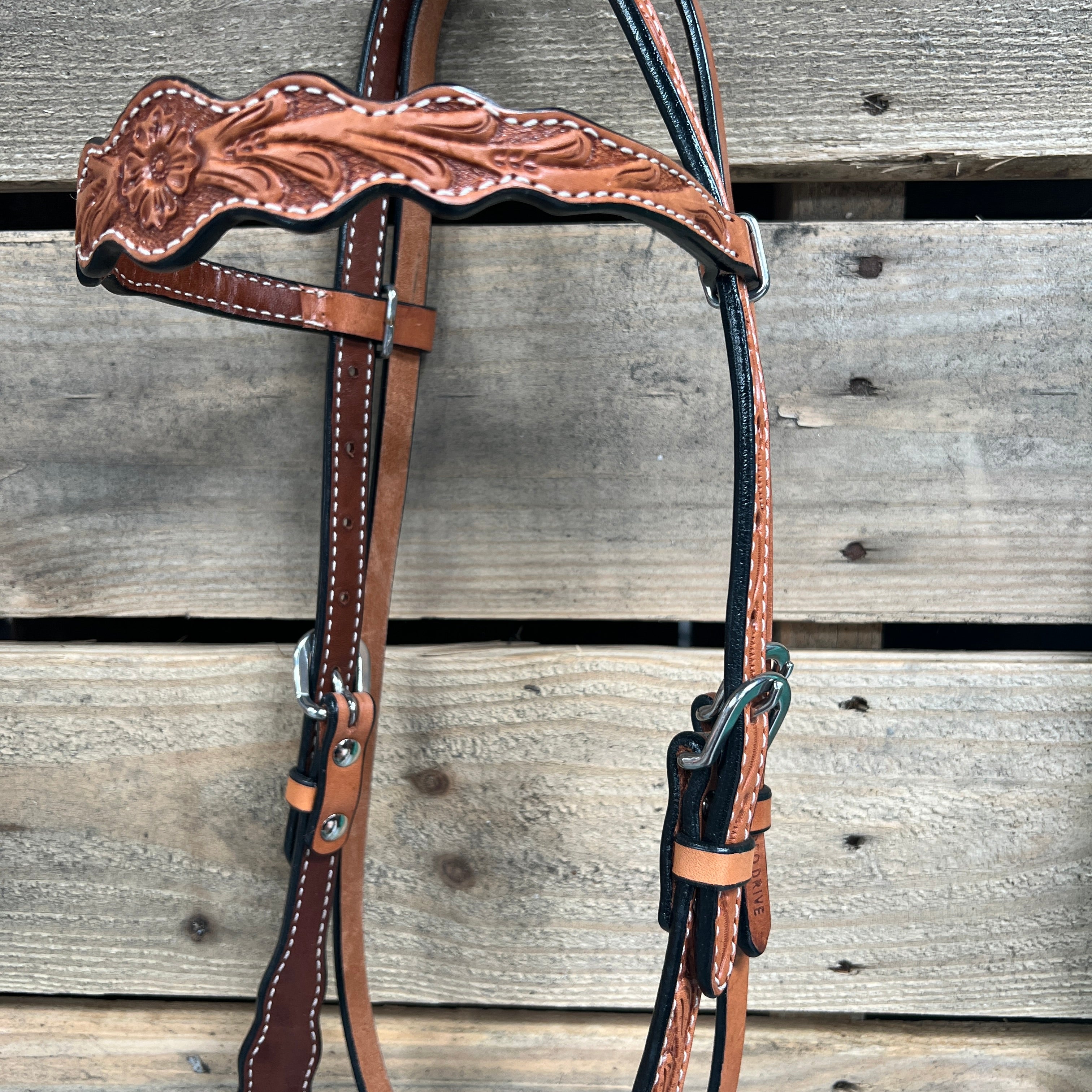 Light Oil Floral Scalloped Turquoise Loping Hackamore #LHK024 — view 3