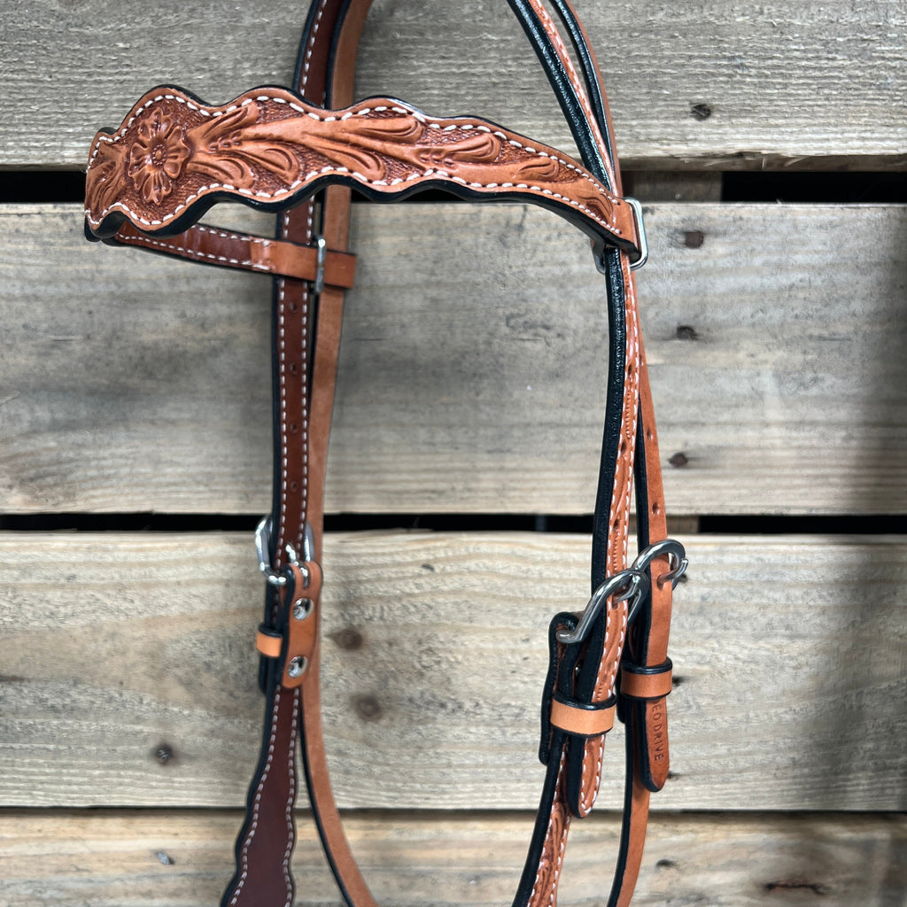 Light Oil Floral Scalloped Black Loping Hackamore #LHK025 — view 3