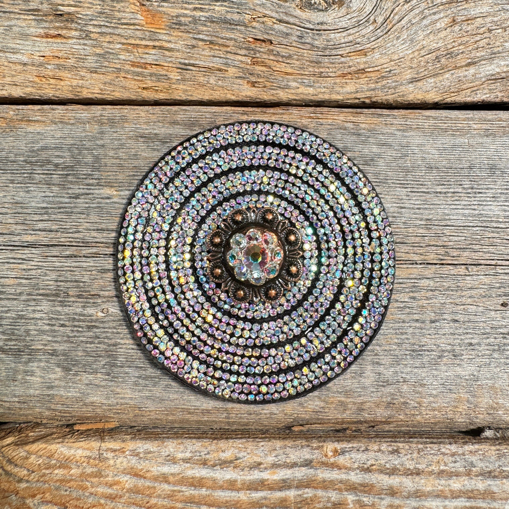 Black AB Circle Rhinestone Rosette - Assorted Conchos — view 6