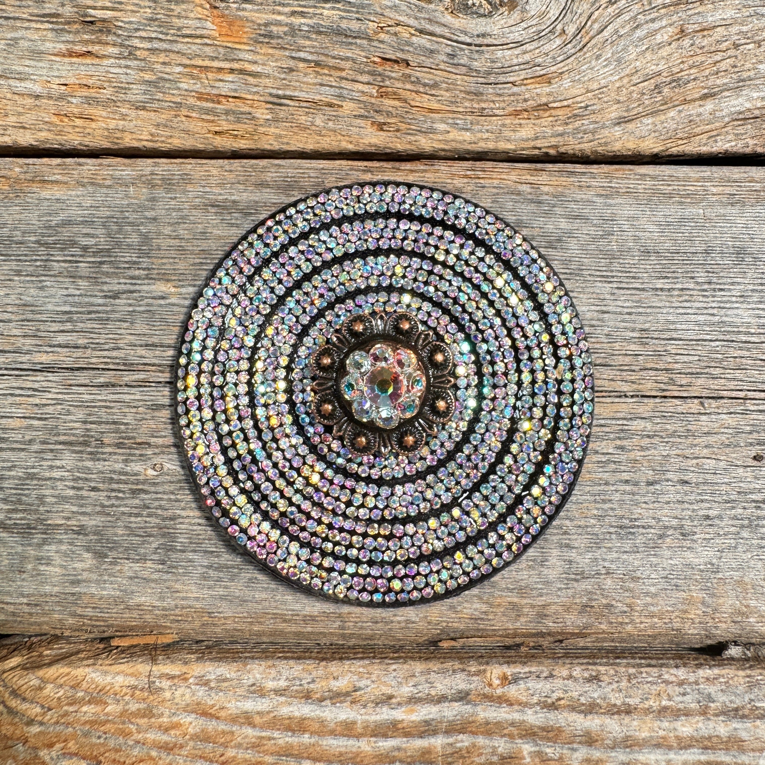 Black AB Circle Rhinestone Rosette - Assorted Conchos — view 6