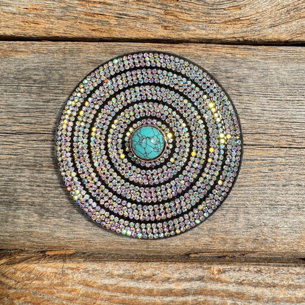 Black AB Circle Rhinestone Rosette - Assorted Conchos — view 4
