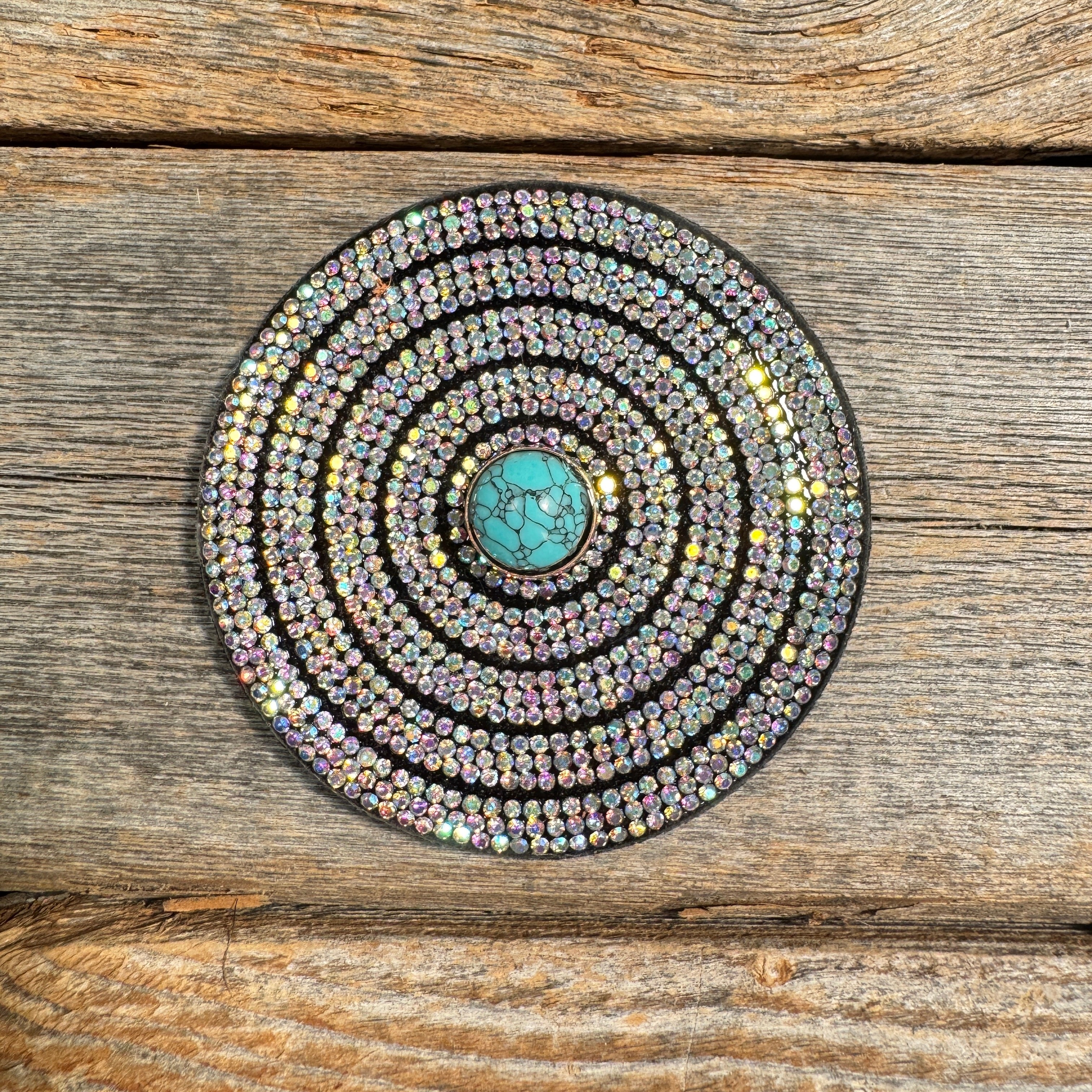 Black AB Circle Rhinestone Rosette - Assorted Conchos — view 4
