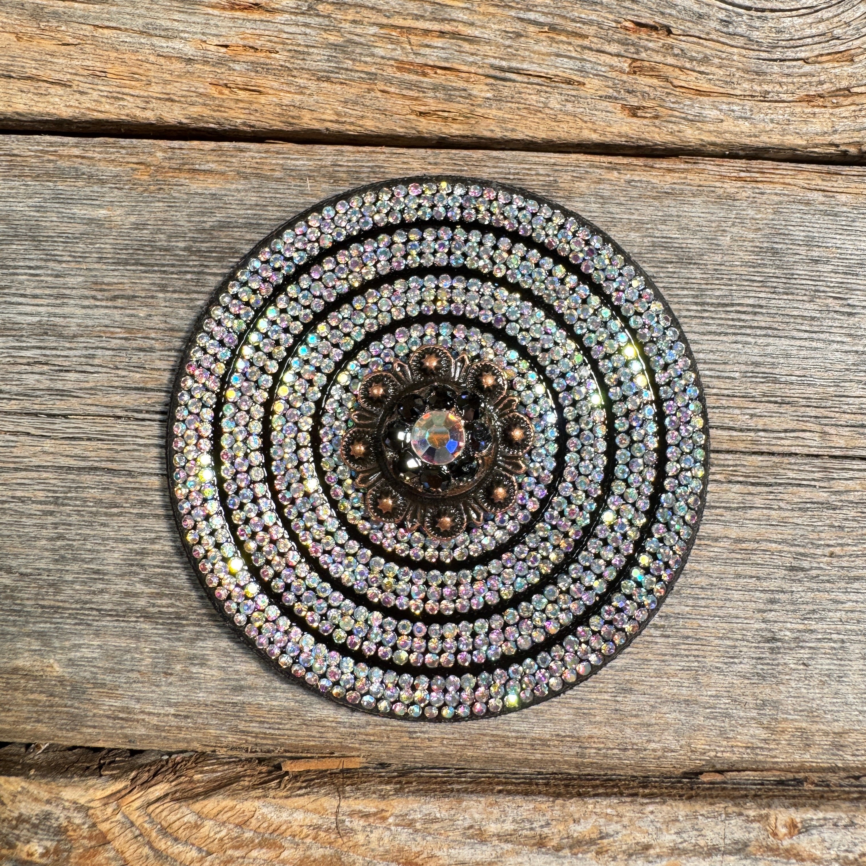 Black AB Circle Rhinestone Rosette - Assorted Conchos — view 7