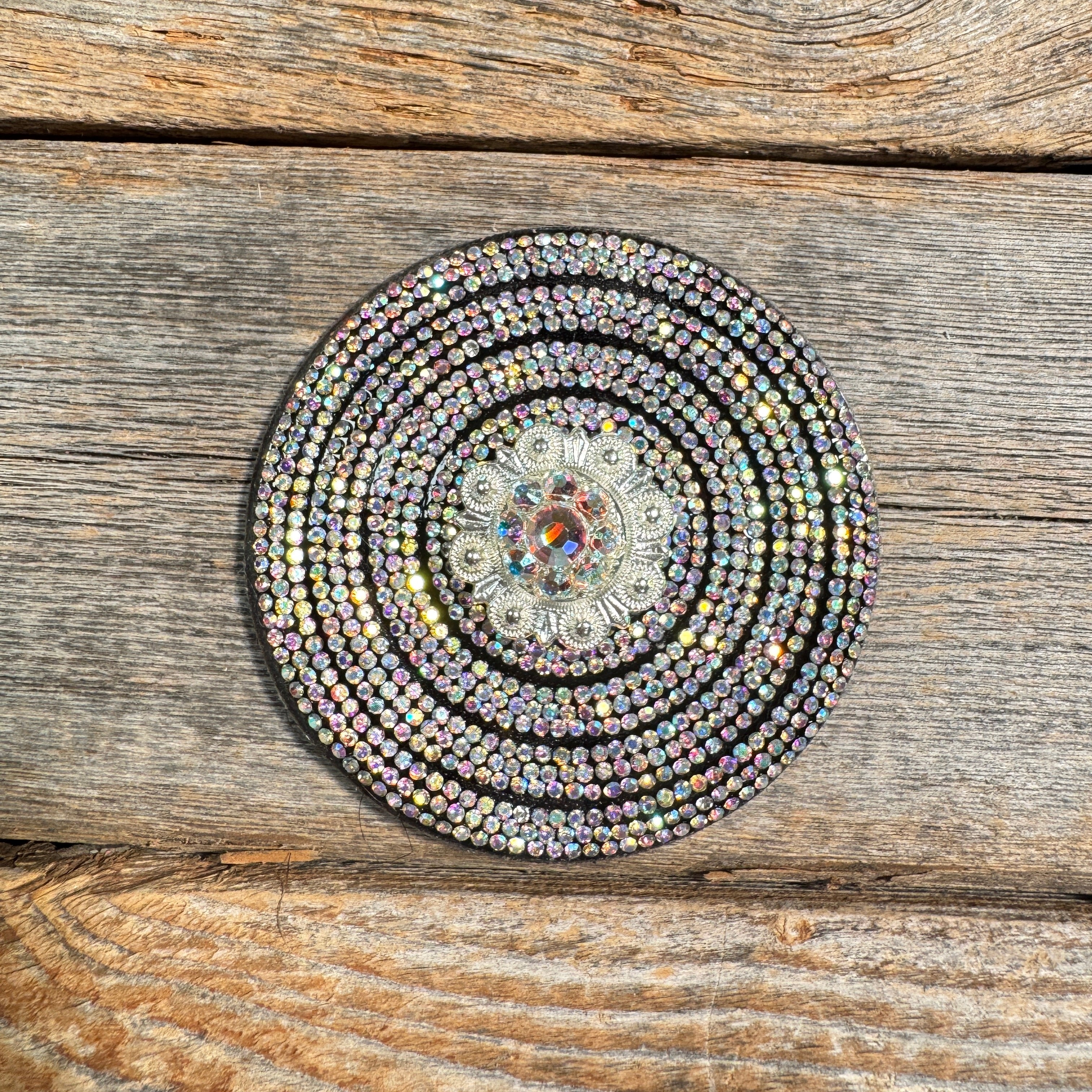 Black AB Circle Rhinestone Rosette - Assorted Conchos — view 5