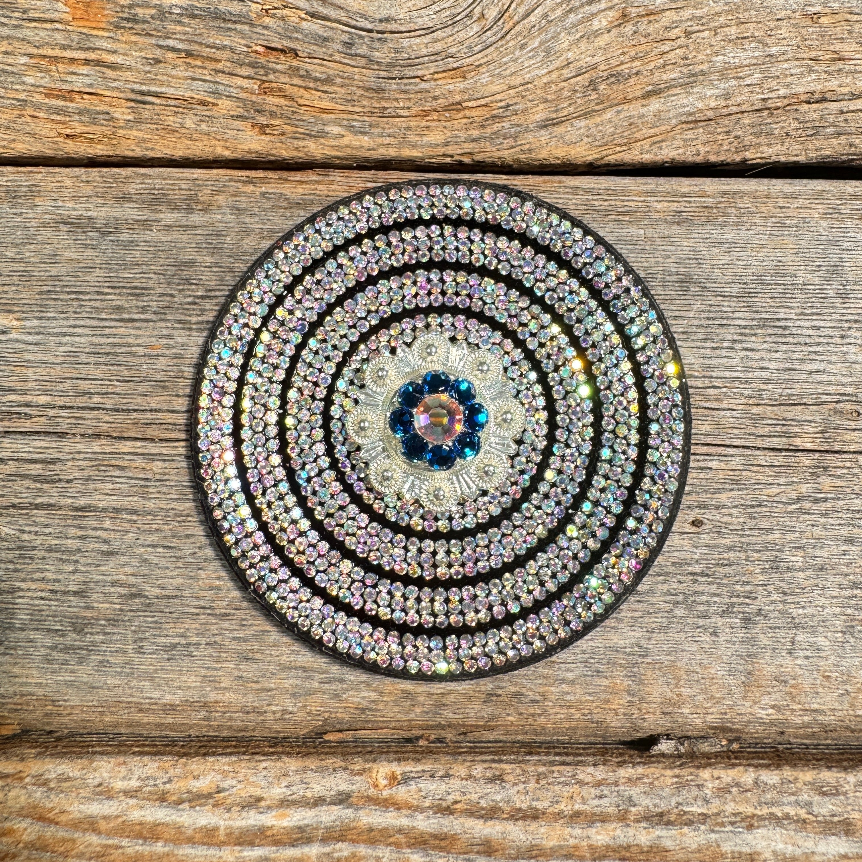 Black AB Circle Rhinestone Rosette - Assorted Conchos — view 3