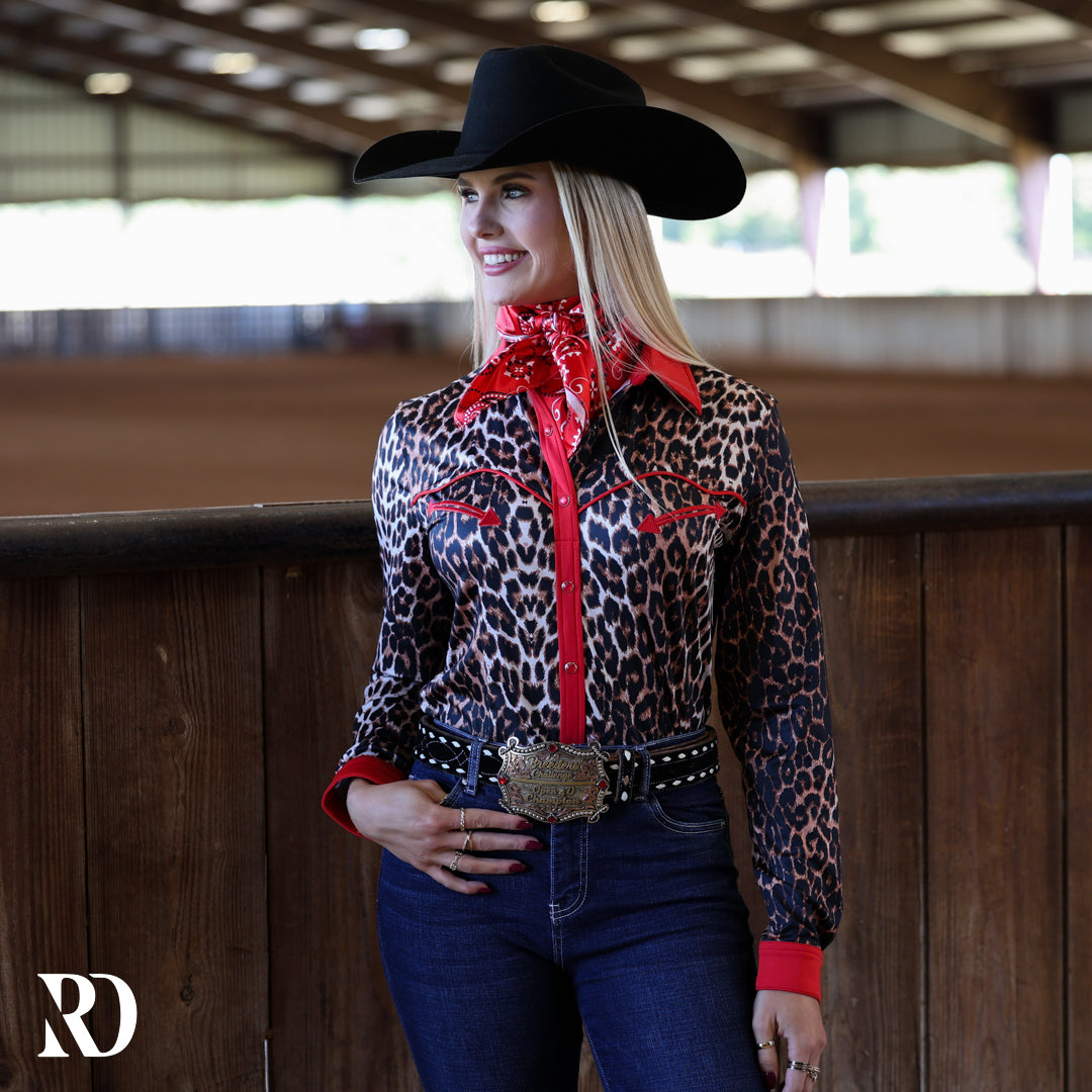 Red Leopard Performance Rodeo Shirt — view 2