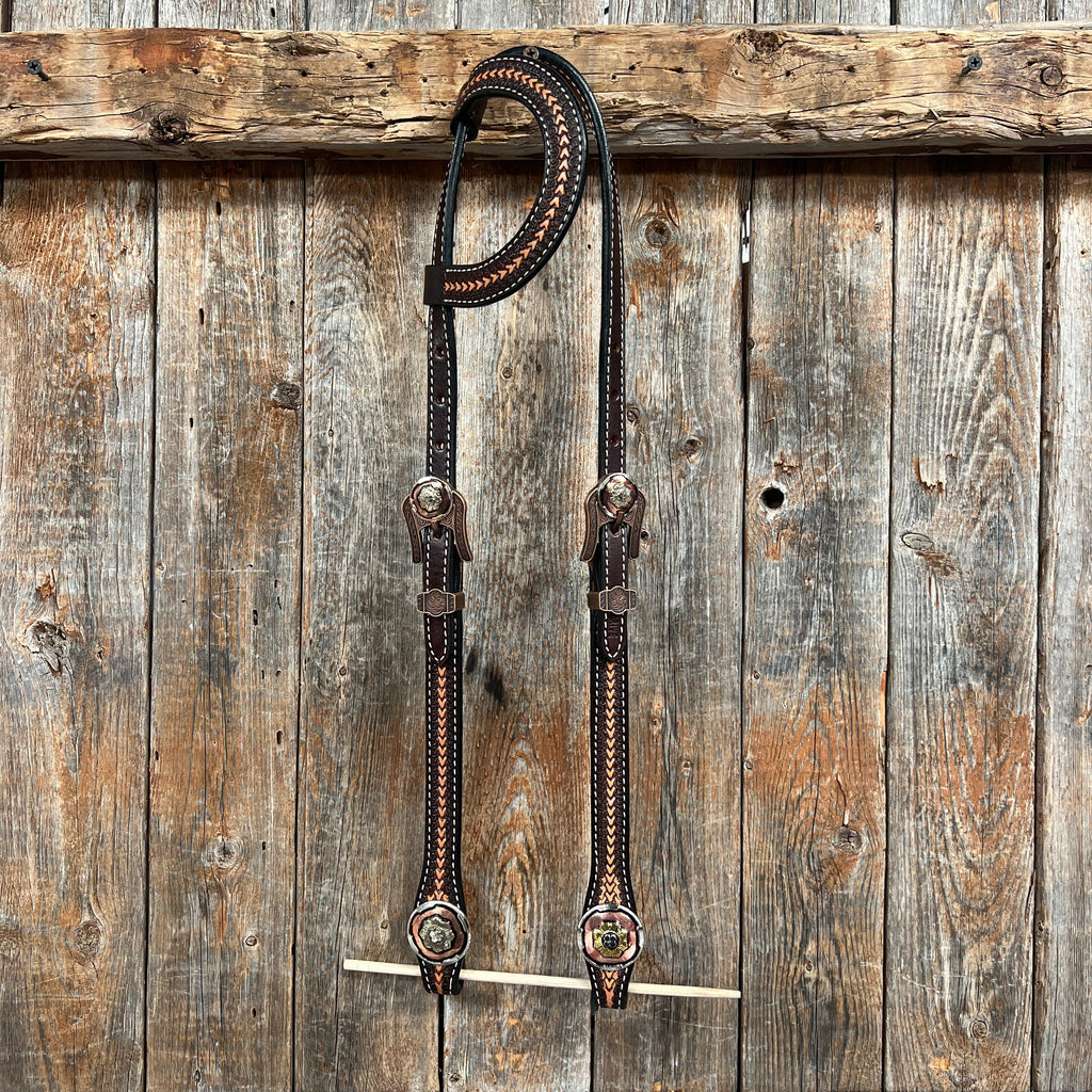 Foxtail and Copper Browband/One Ear Headstall & Breastcollar Tack Set #BBBC589 — view 5