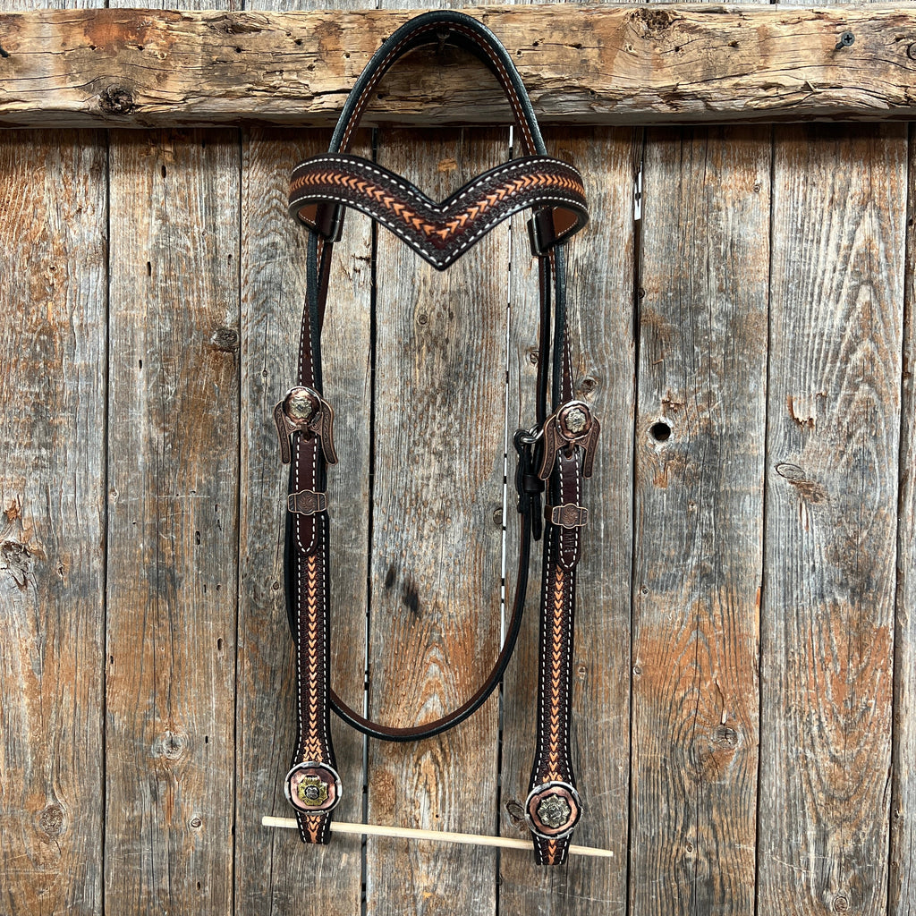 Foxtail and Copper Browband/One Ear Headstall & Breastcollar Tack Set #BBBC589 — view 3