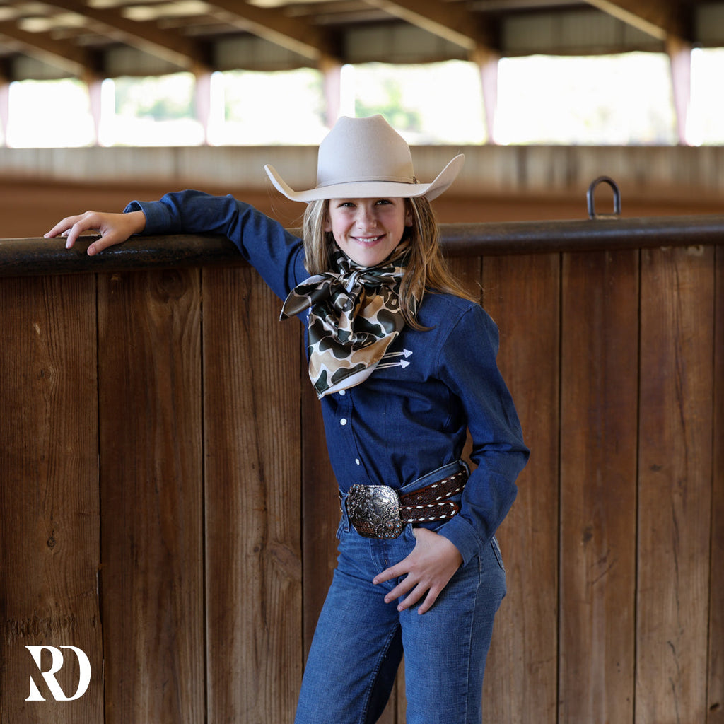 *youth* Stretch Denim Stitched Performance Rodeo Shirt — view 4