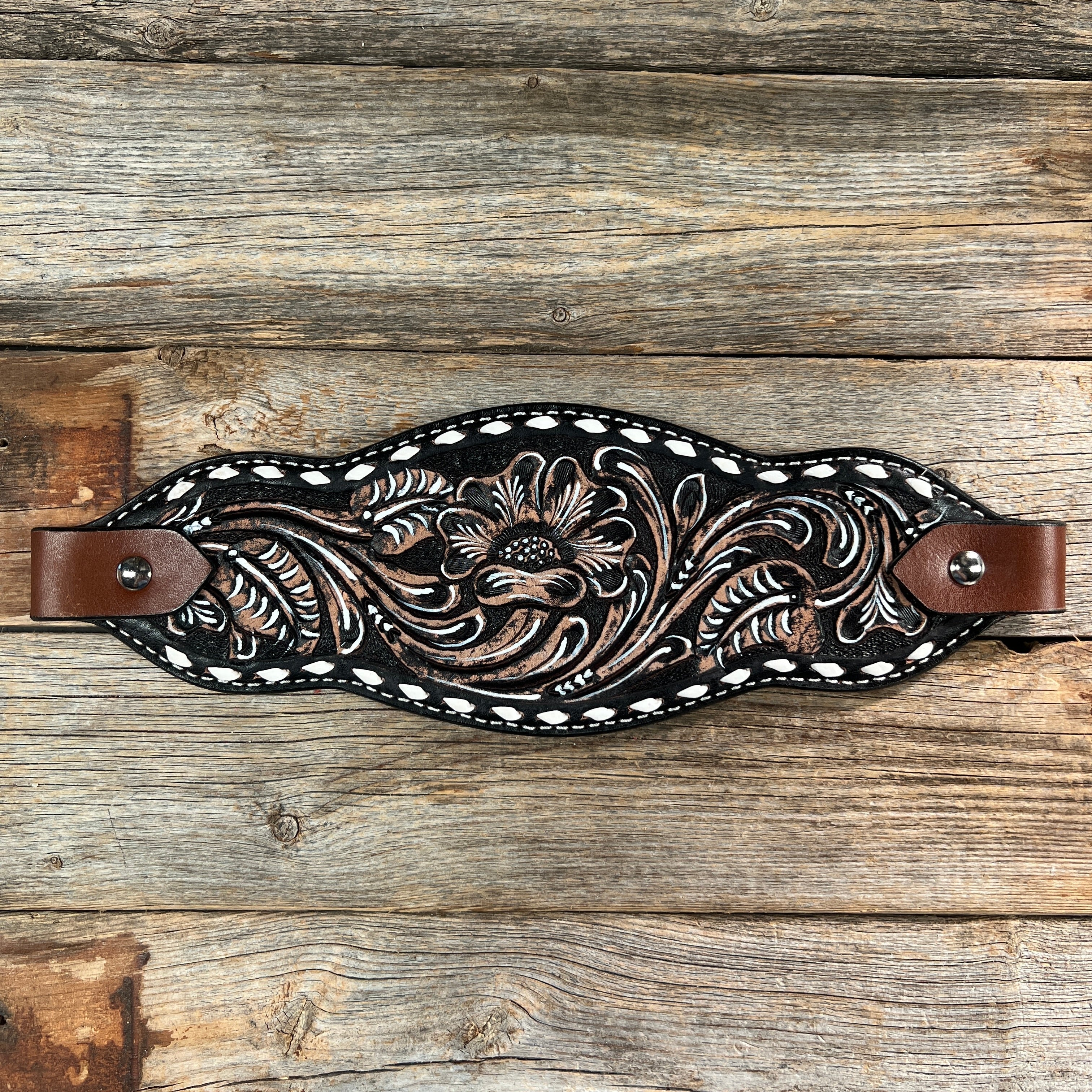 Dark Oil With Buckstitching Bronc Noseband