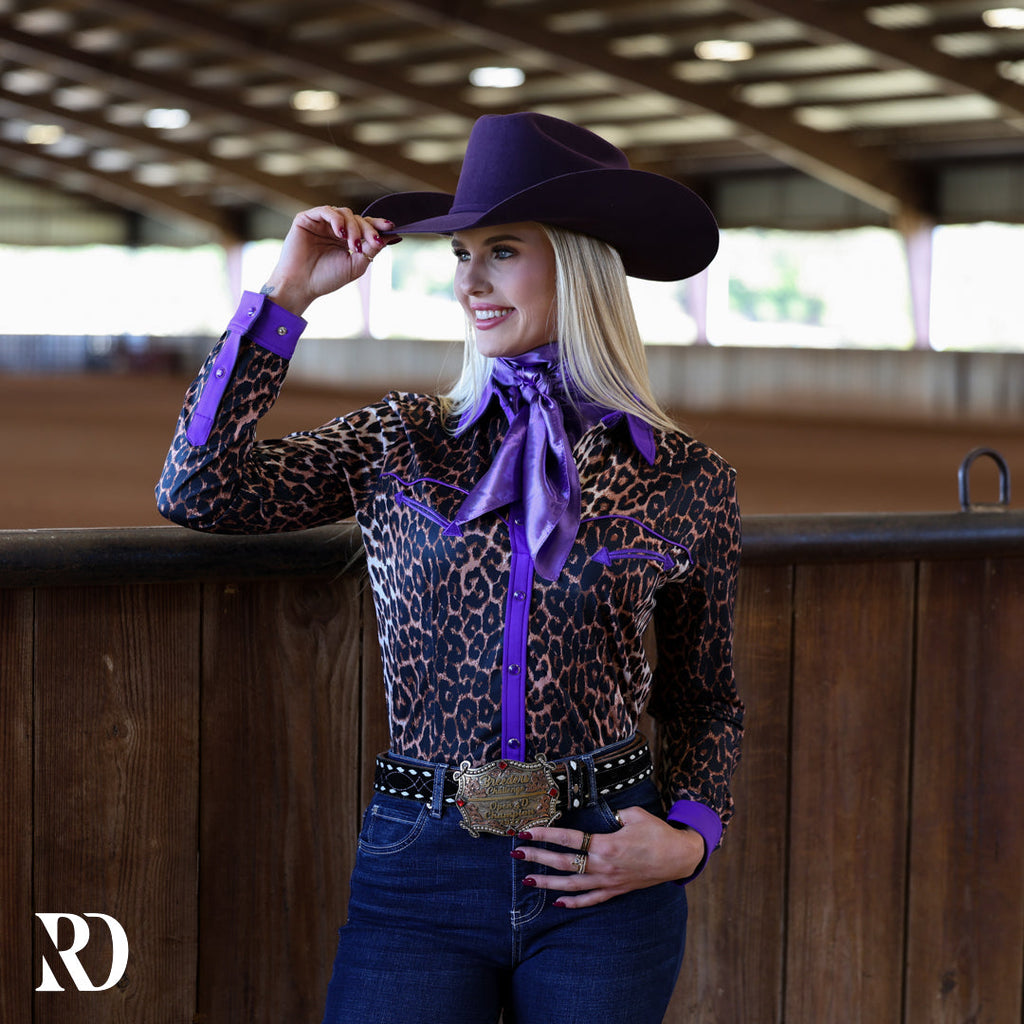 Purple Leopard Performance Rodeo Shirt — view 3