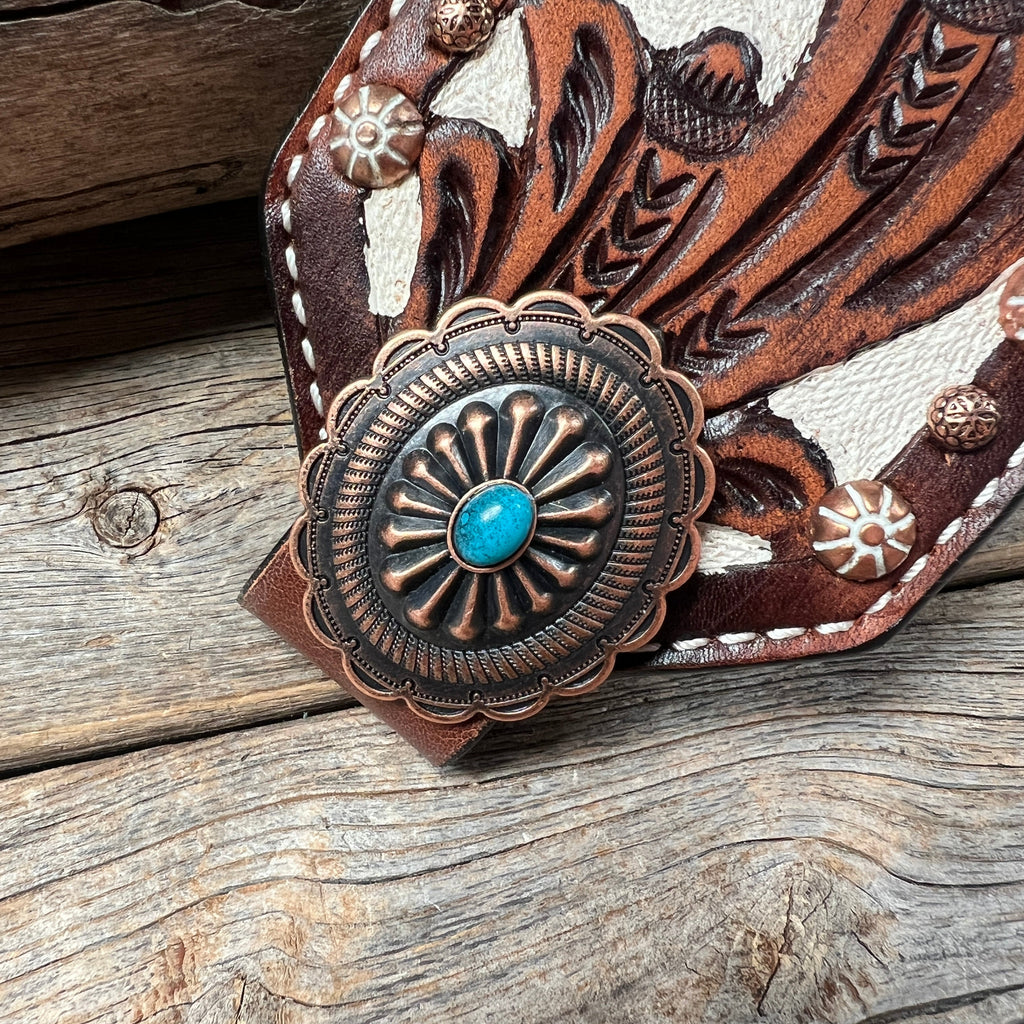 Bronc Noseband With Turquoise Conchos #BNCTTQ1 — view 2