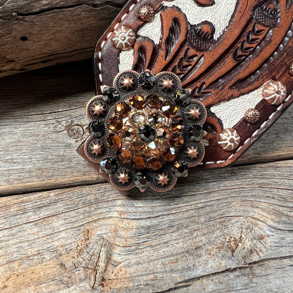 Bronc Noseband With European Copper Conchos — view 2