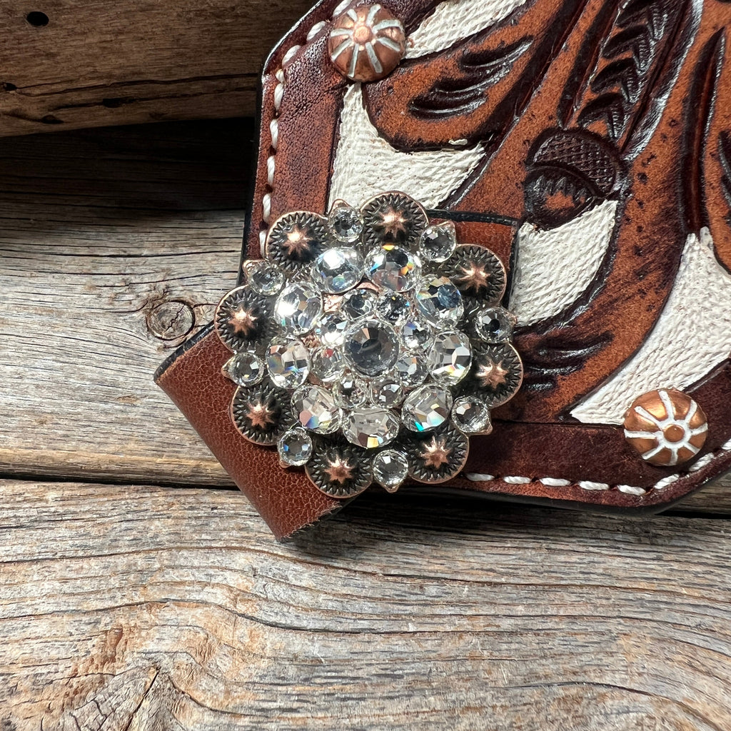 Bronc Noseband With European Copper Conchos — view 2