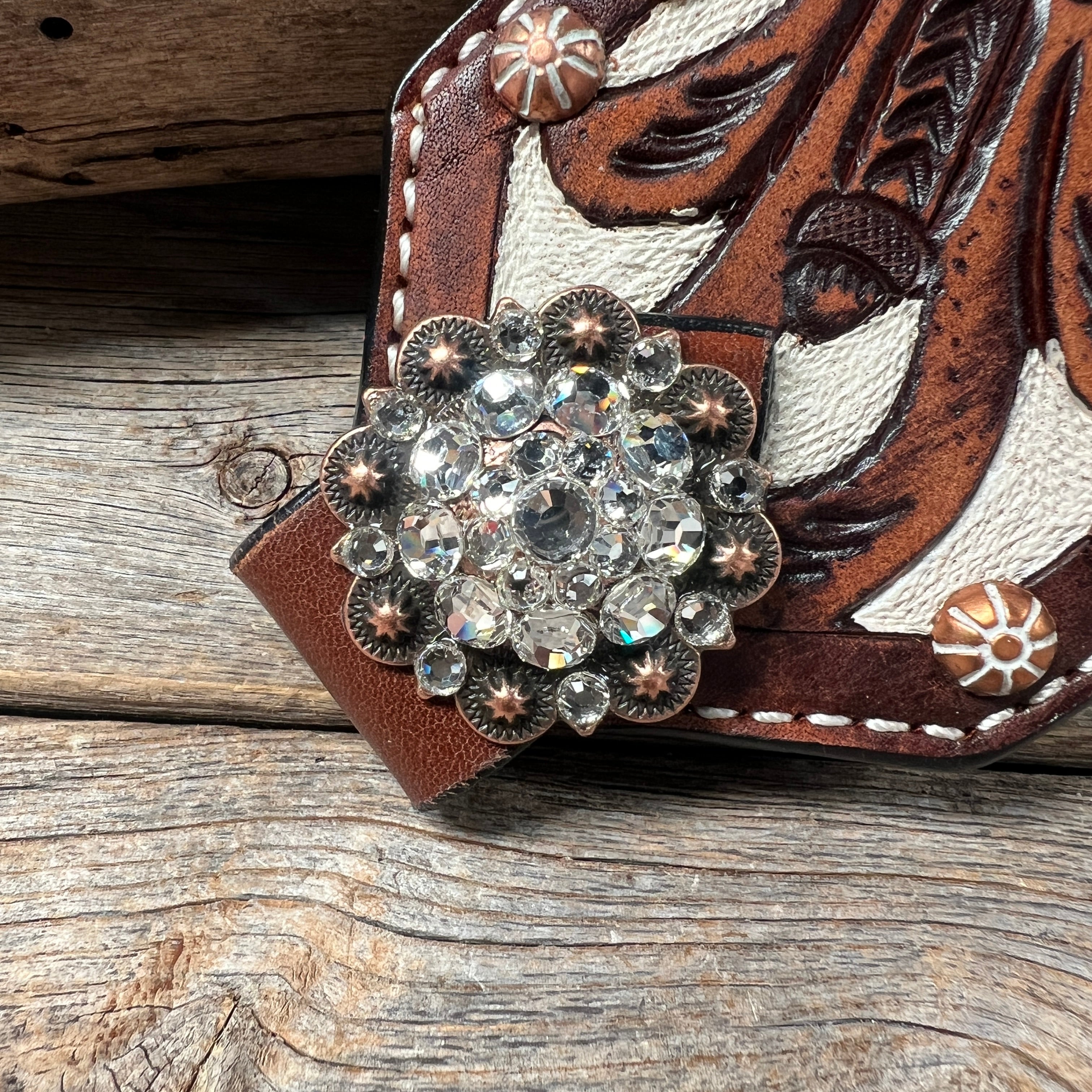Bronc Noseband With European Copper Conchos — view 2