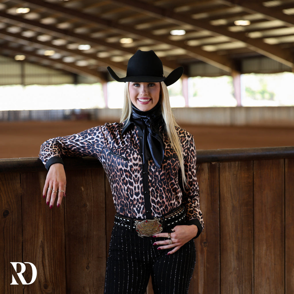 Black Leopard Performance Rodeo Shirt