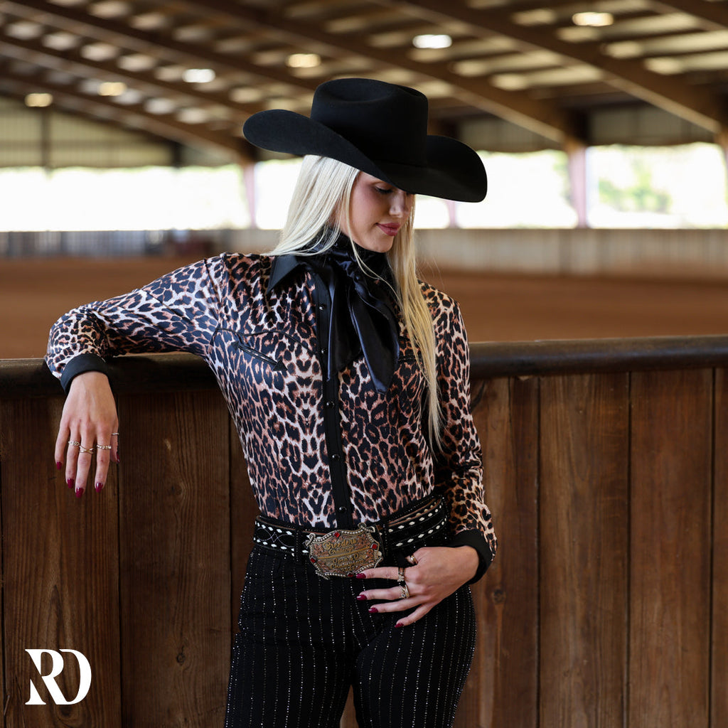 Black Leopard Performance Rodeo Shirt — view 2