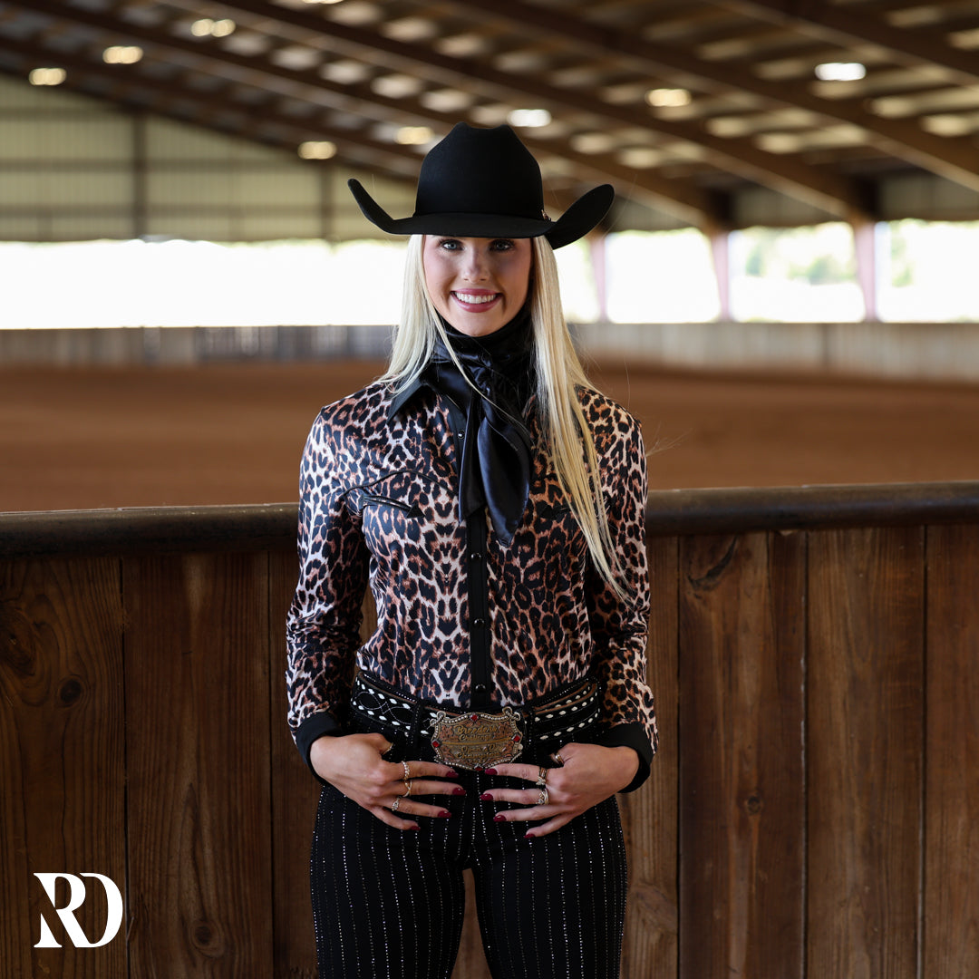 Black Leopard Performance Rodeo Shirt — view 3