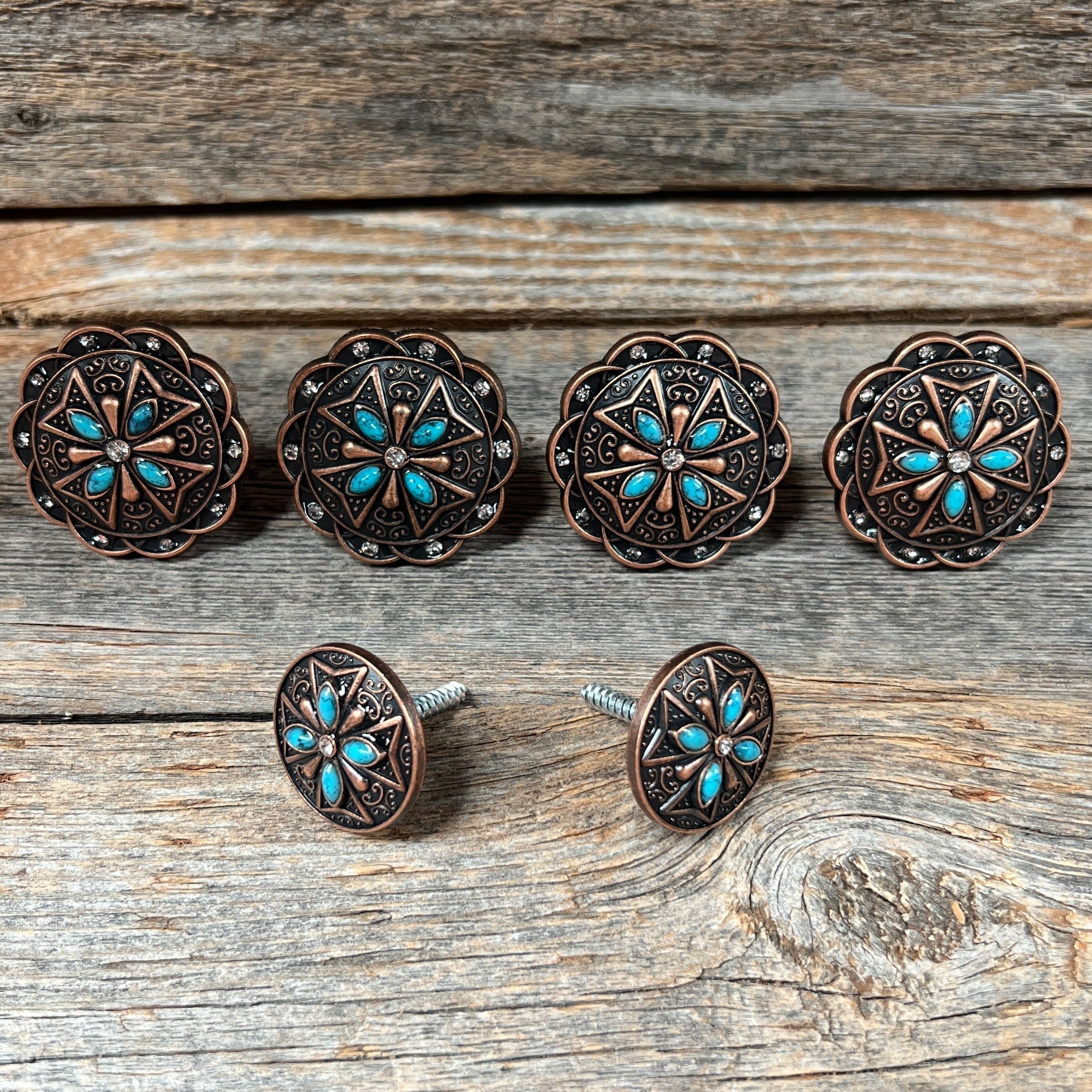 Copper Turquoise & Crystal Saddle Set SSW138