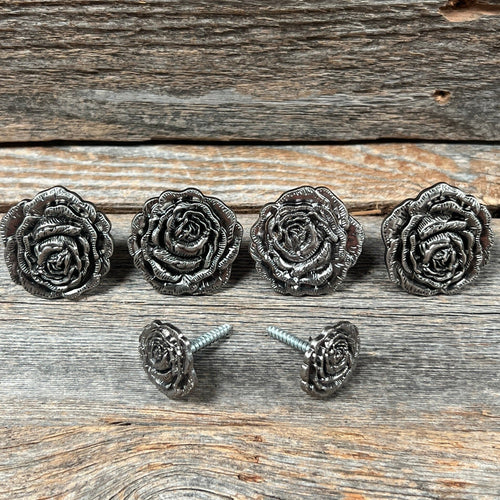 Antique Silver Rose Saddle Set SSW108