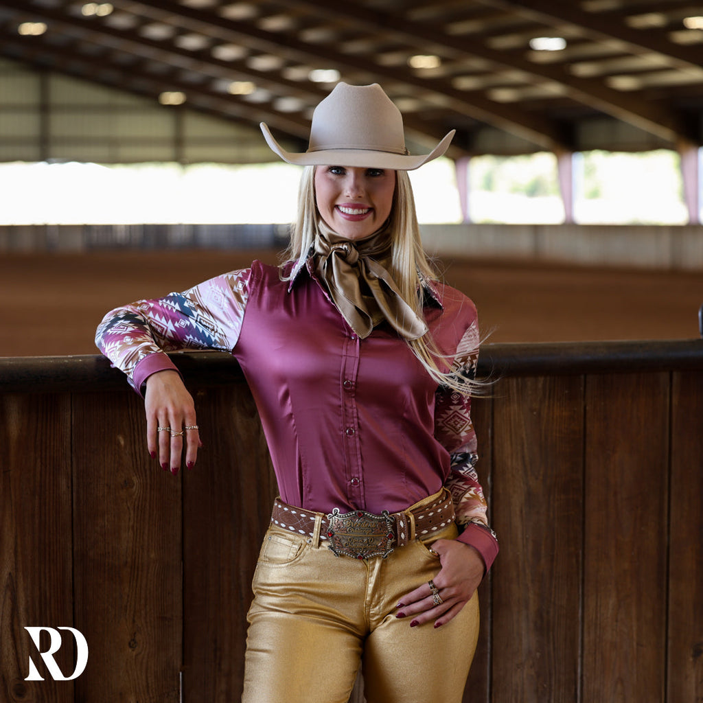 Marianna Aztec Satin Performance Rodeo Shirt