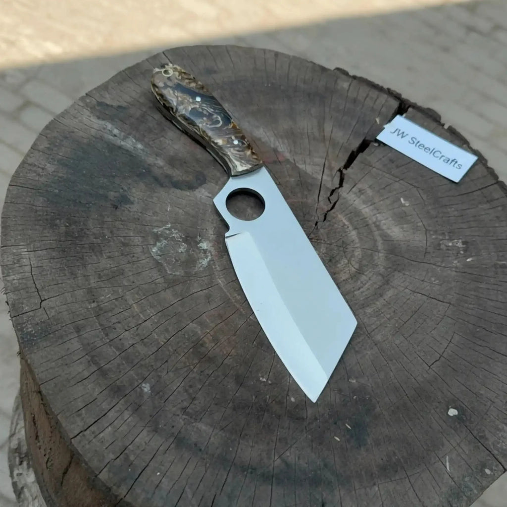 Sheepsfoot Fixed Blade Knife Polished Blade Thumb Hole Resin Handle
