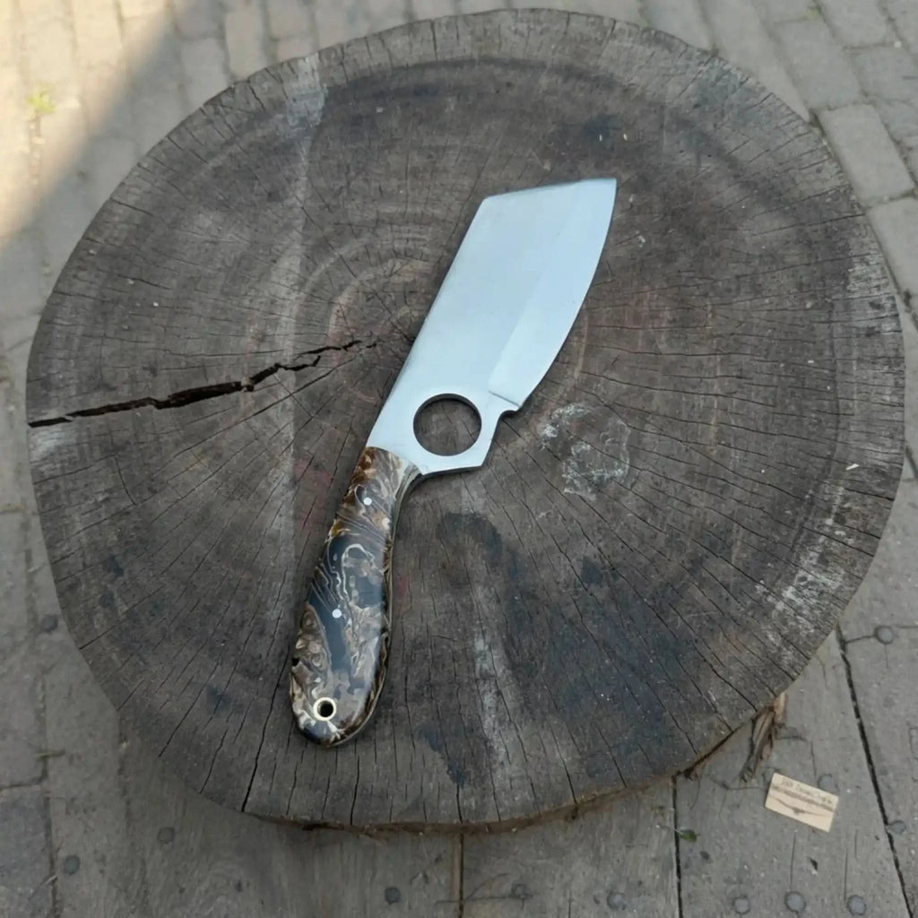 Sheepsfoot Fixed Blade Knife Polished Blade Thumb Hole Resin Handle