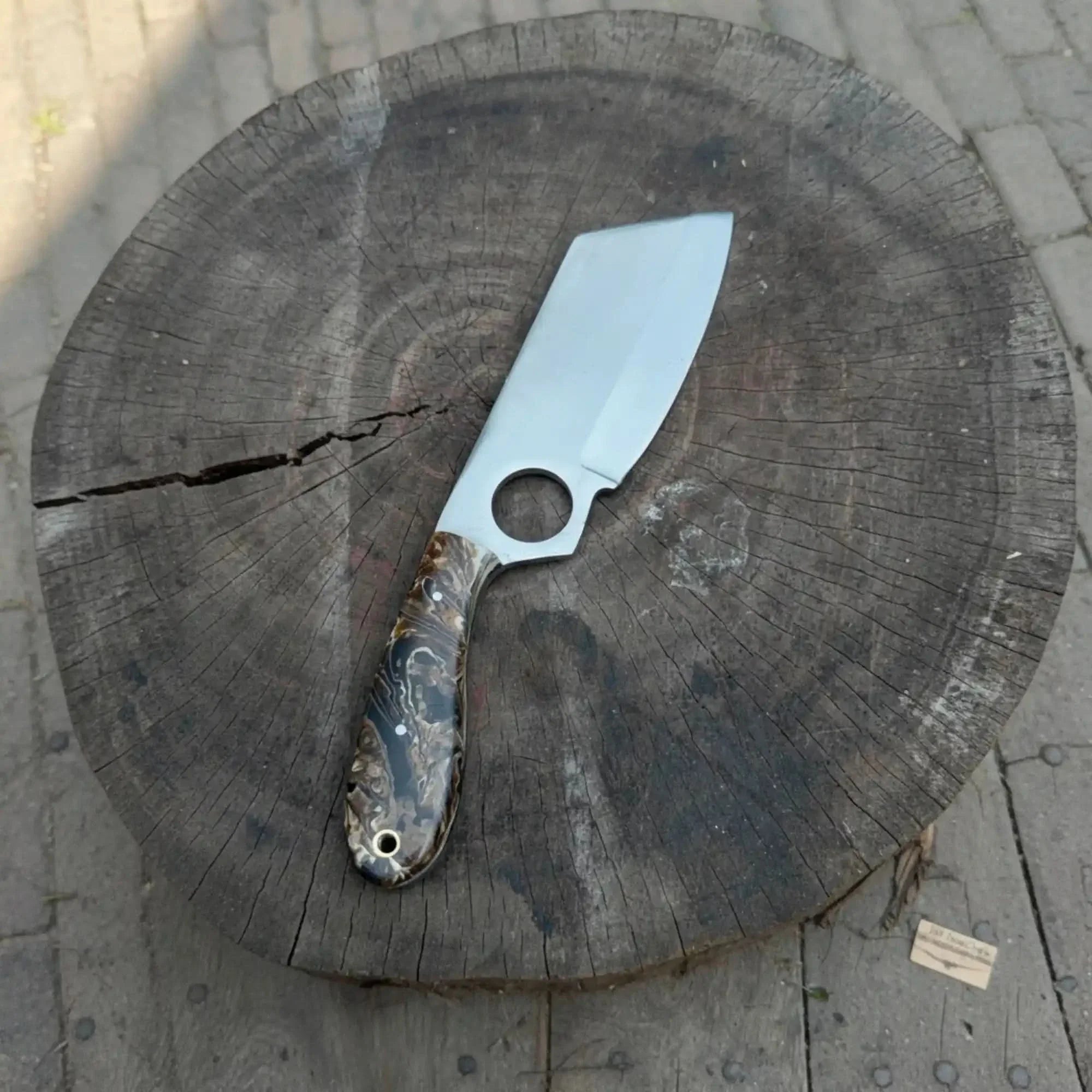 Sheepsfoot Fixed Blade Knife Polished Blade Thumb Hole Resin Handle