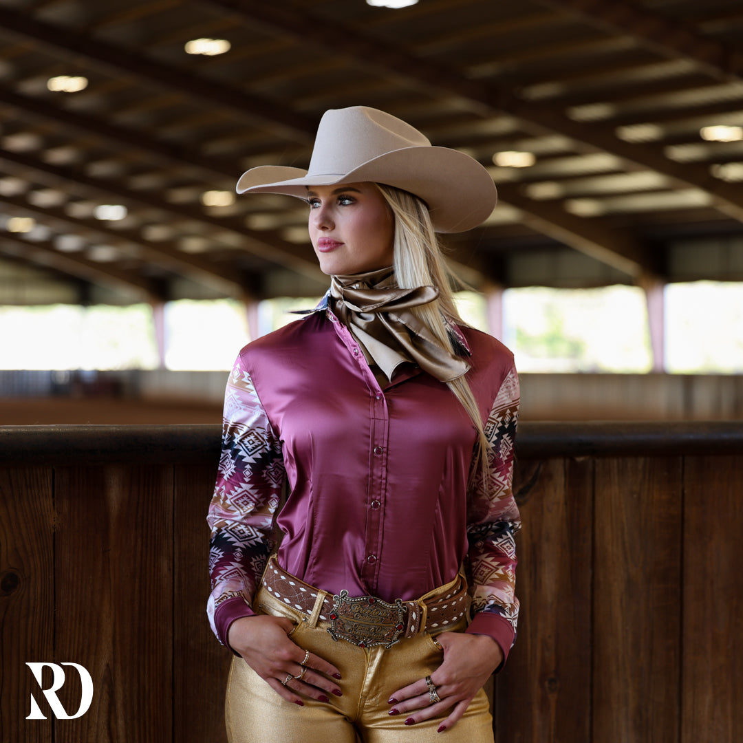 Marianna Aztec Satin Performance Rodeo Shirt — view 3