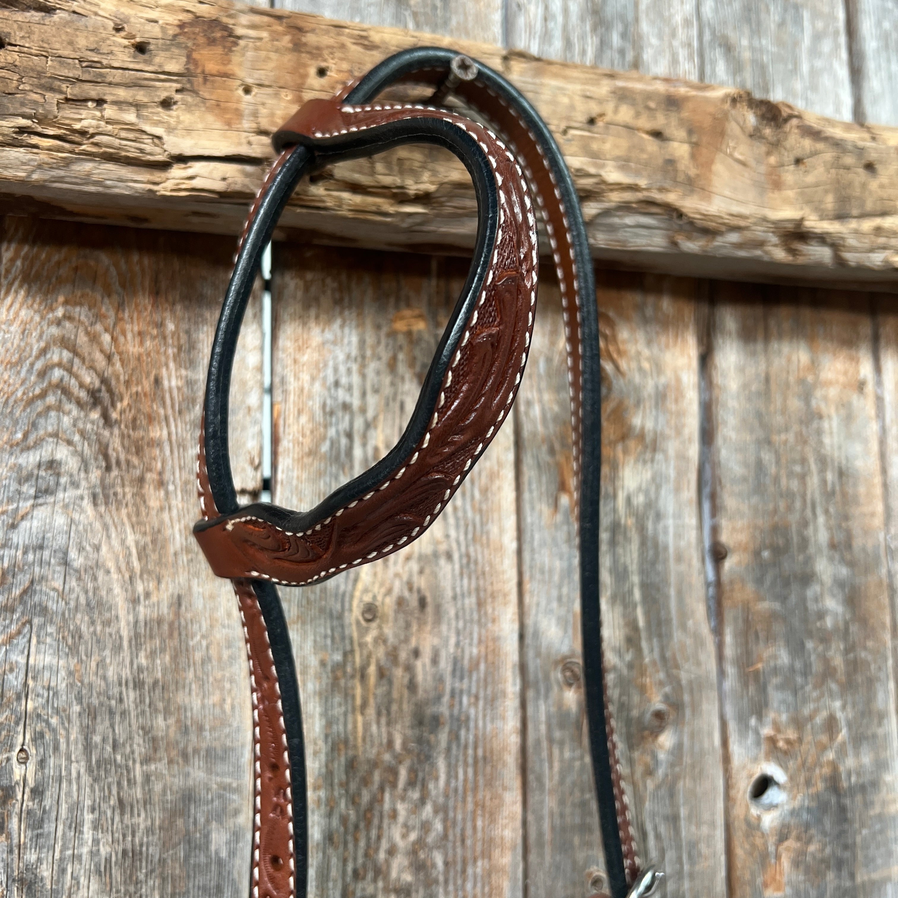 Floral Scalloped Medium Oil One Ear Headstall / Bridle — view 2