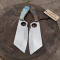 Mini Cleaver Knife Western Style Utility Cleaver Thumb Hole Resin Handle Fixed Blade