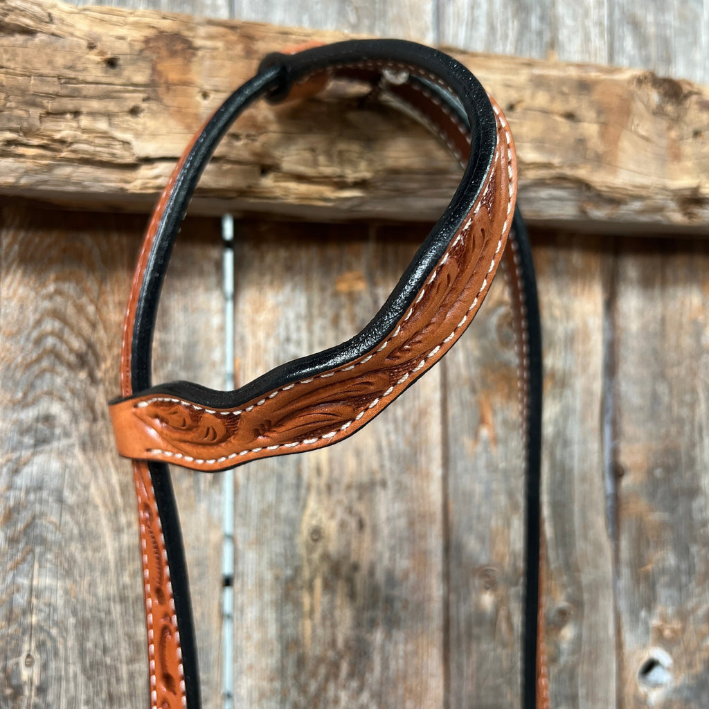 Floral Scalloped Light Oil One Ear Headstall / Bridle — view 2
