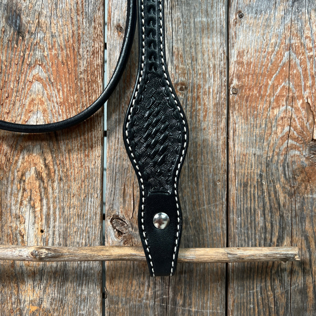 Basketweave Black Browband Headstall / Bridle — view 3
