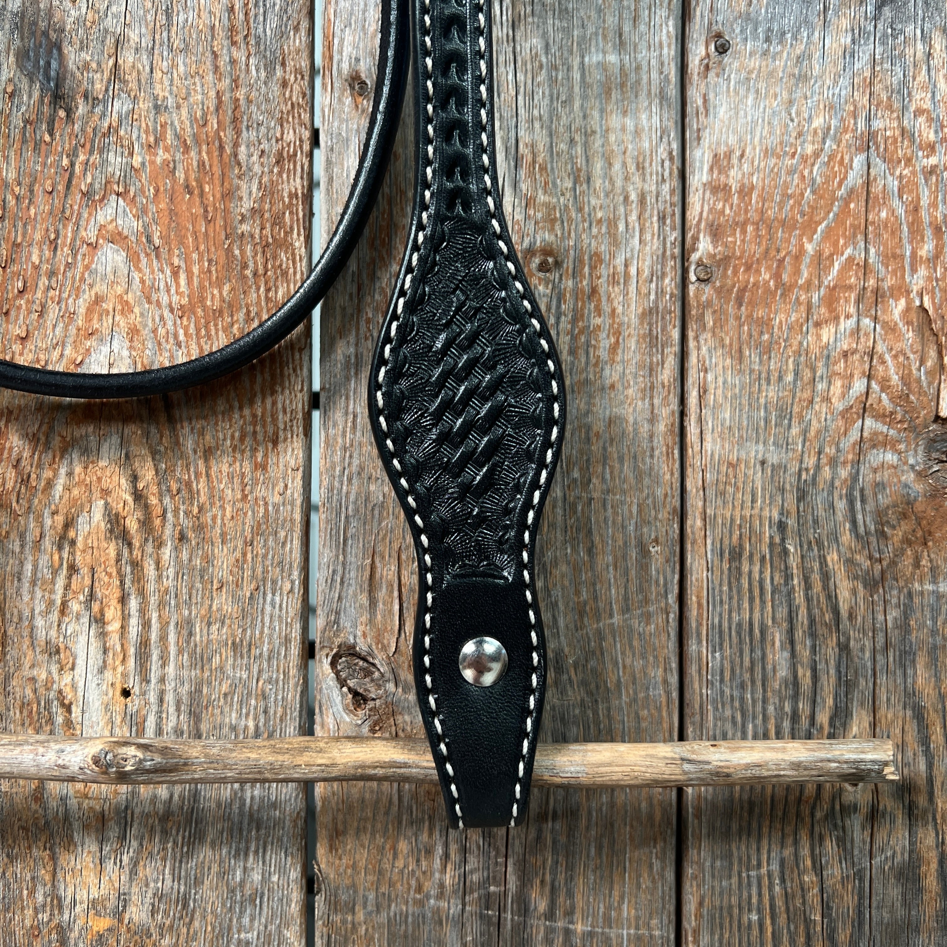 Basketweave Black Browband Headstall / Bridle — view 3