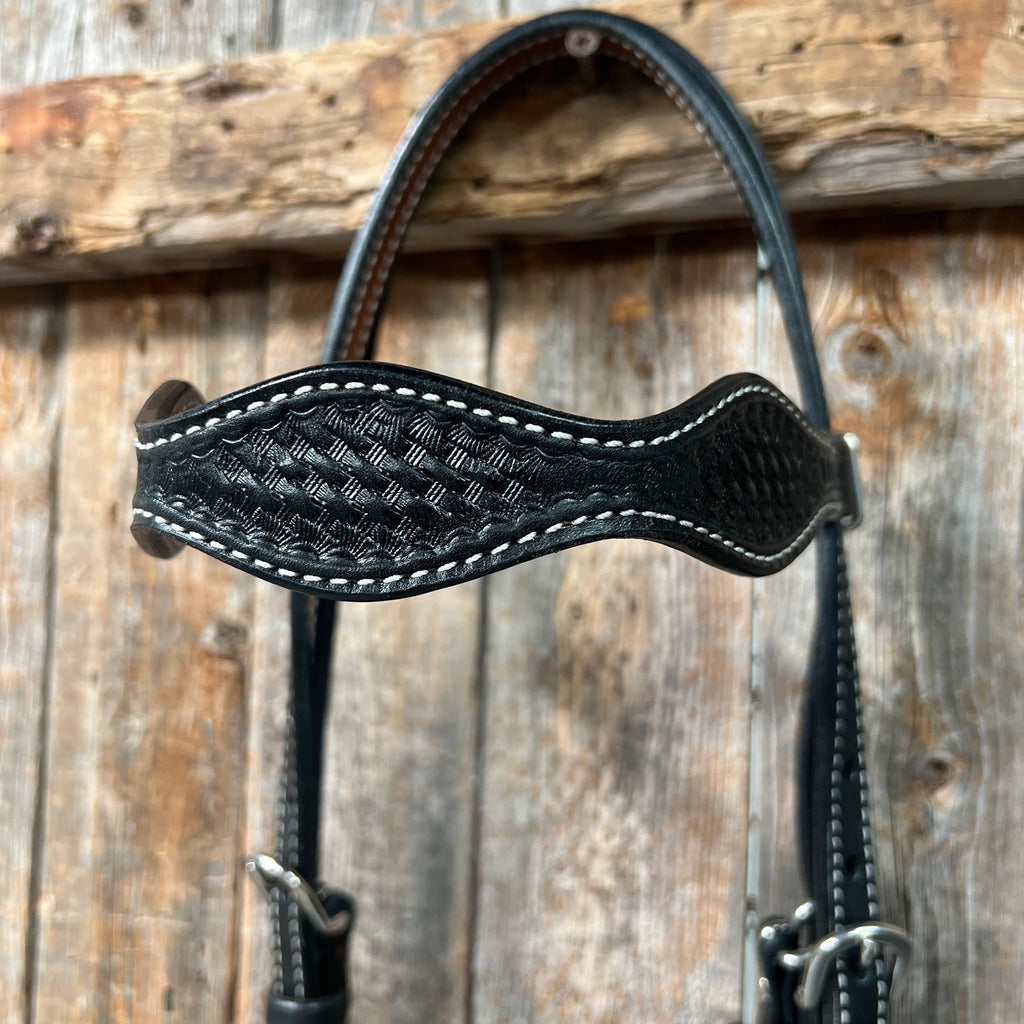 Basketweave Black Browband Headstall / Bridle — view 2