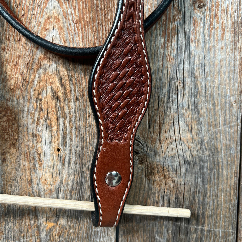 Basketweave Medium Oil Browband Headstall / Bridle — view 2
