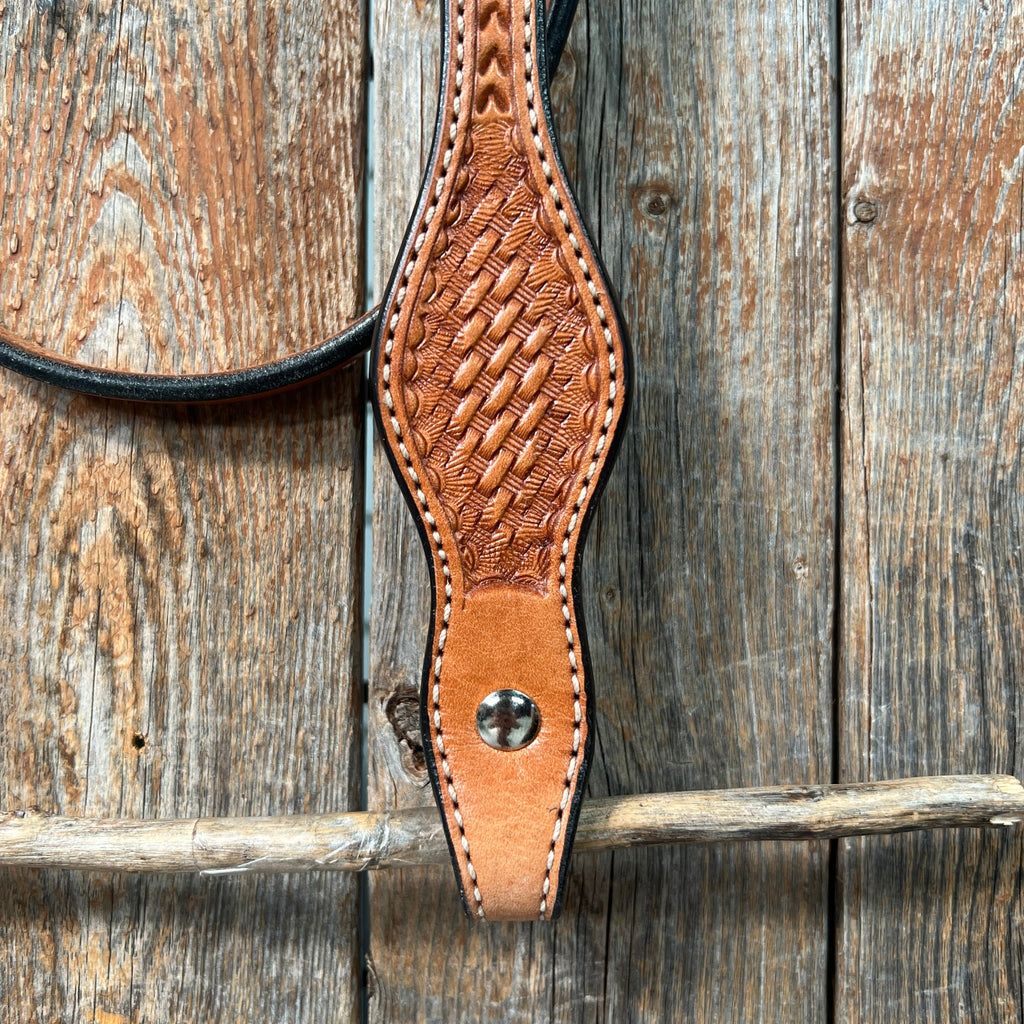 Basketweave Light Oil Browband Headstall / Bridle — view 3