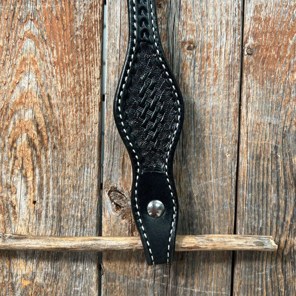 Basketweave Black One Ear Headstall / Bridle — view 3