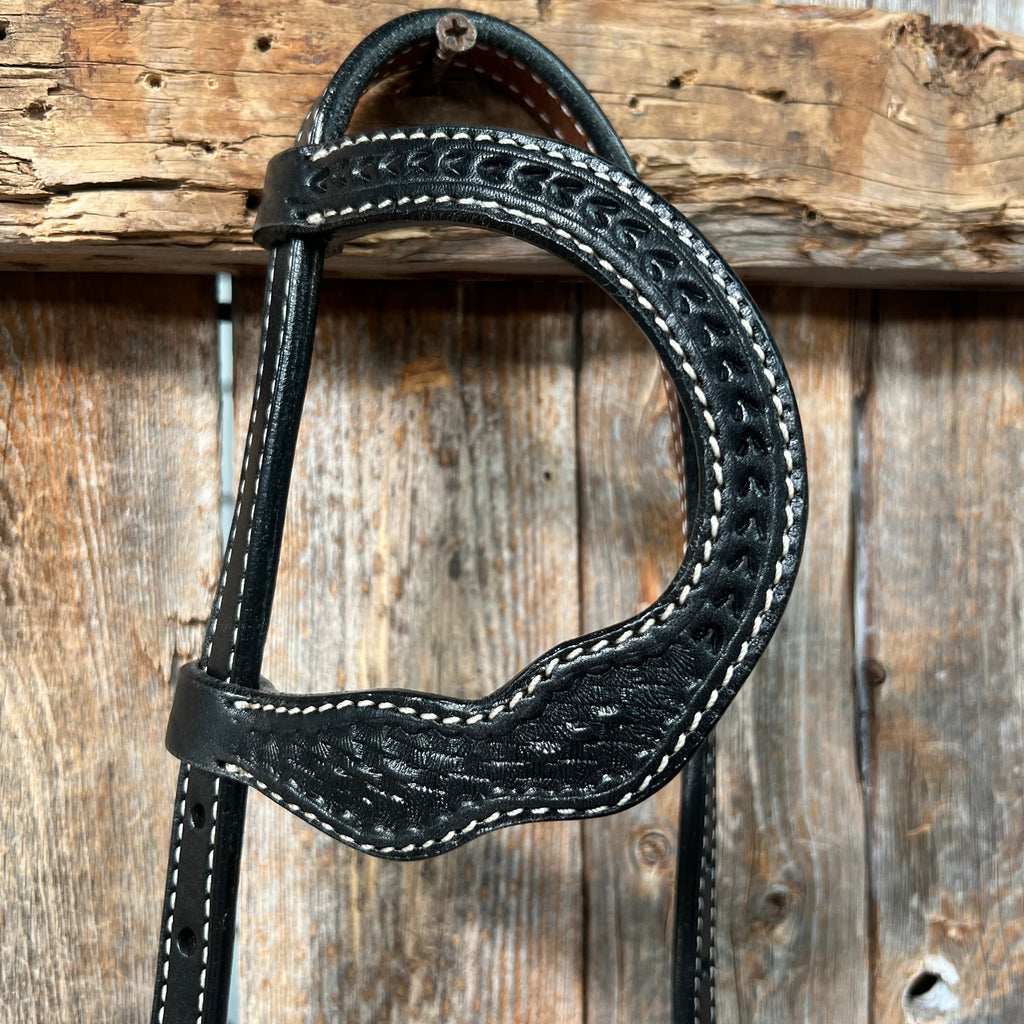 Basketweave Black One Ear Headstall / Bridle — view 2