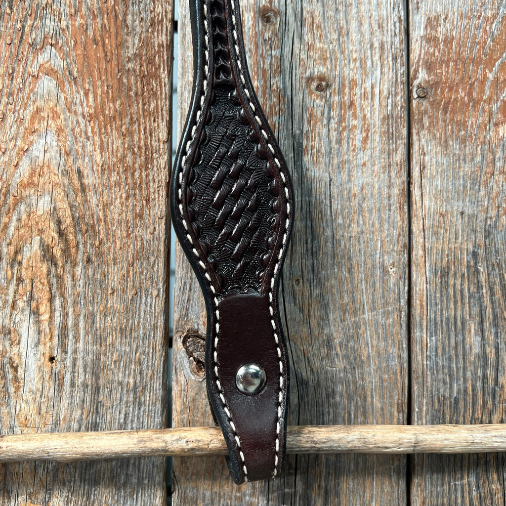 Basketweave Dark Oil One Ear Headstall / Bridle — view 3