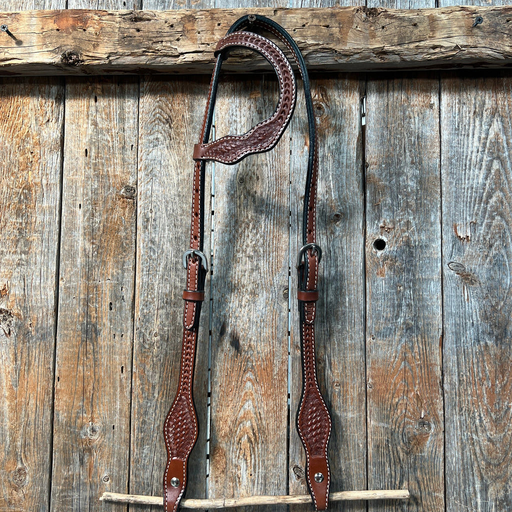 Basketweave Medium Oil One Ear Headstall / Bridle