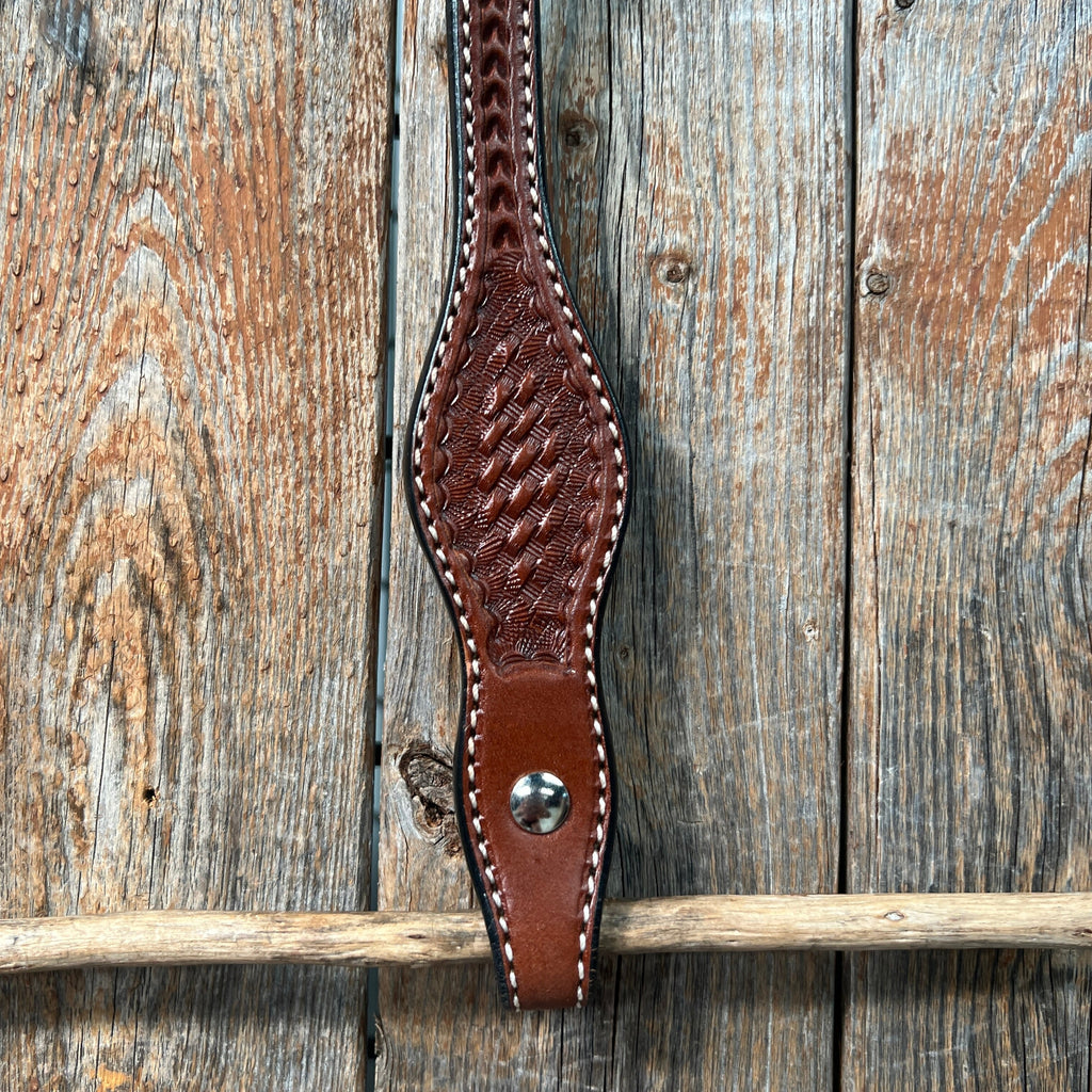 Basketweave Medium Oil One Ear Headstall / Bridle — view 3