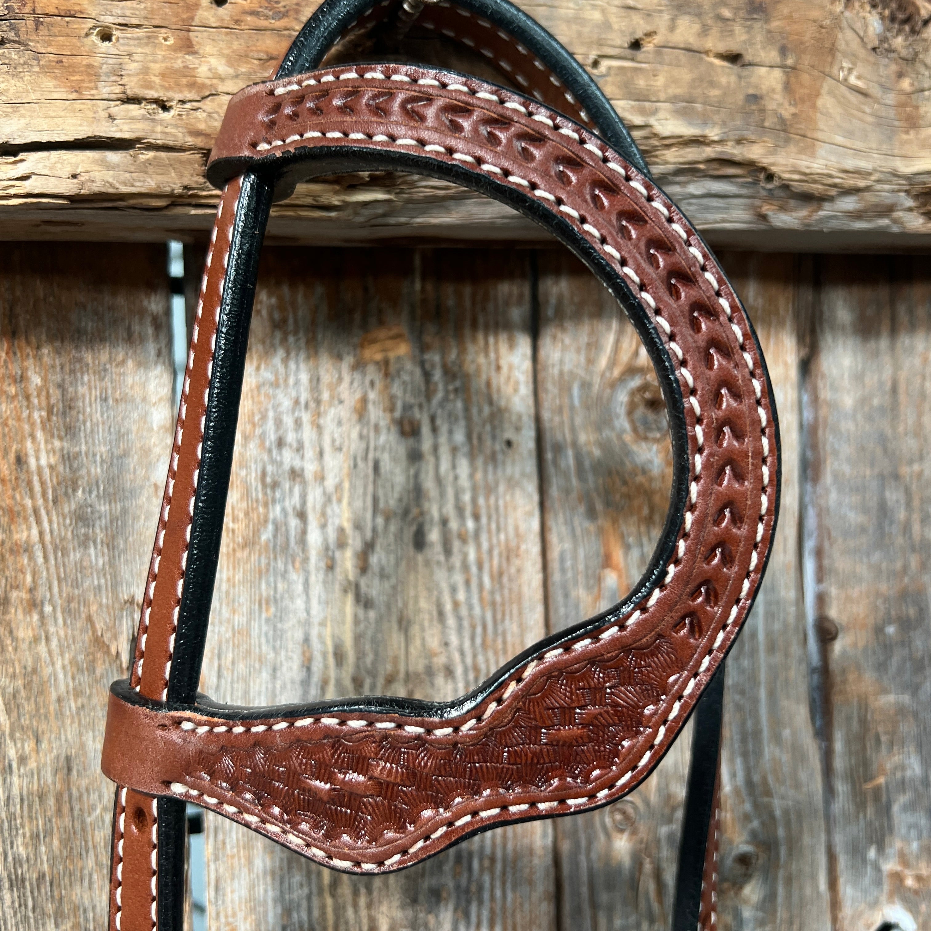 Basketweave Medium Oil One Ear Headstall / Bridle — view 2