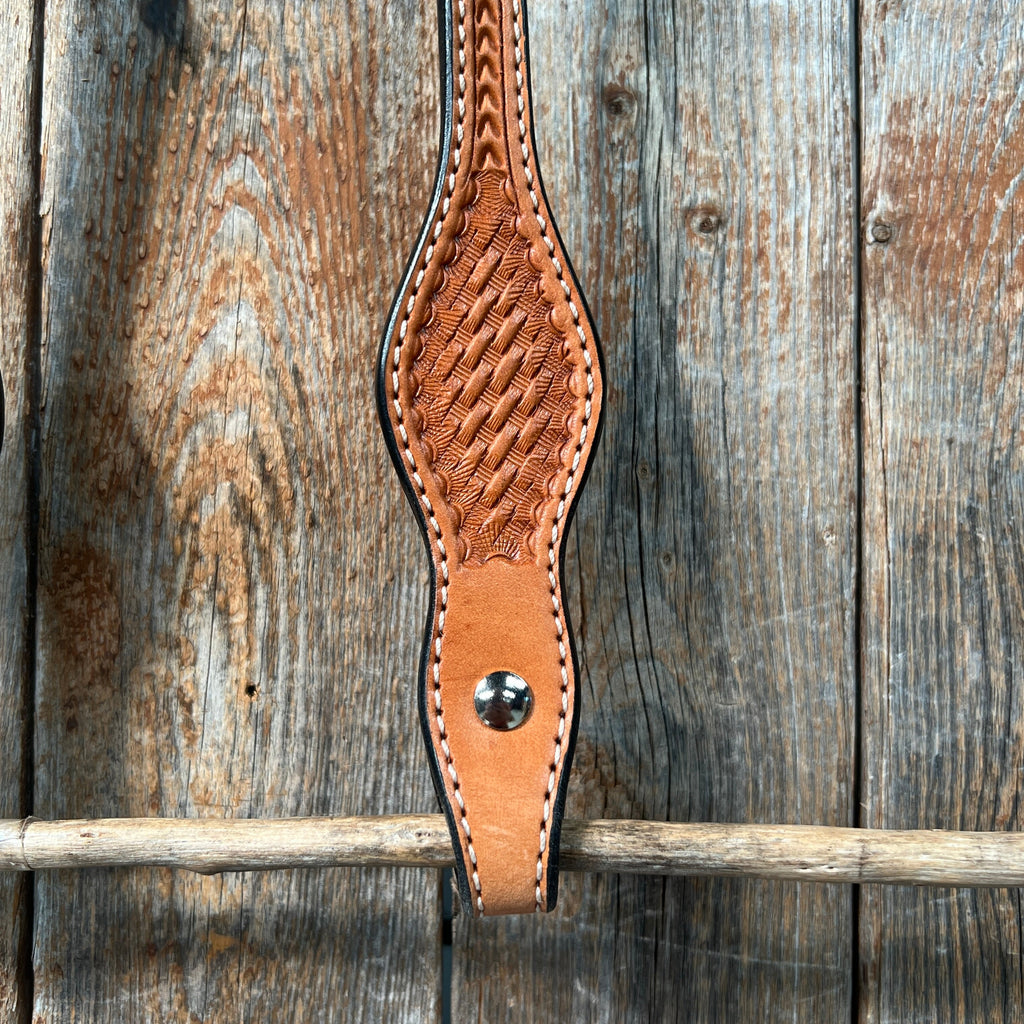 Basketweave Light Oil One Ear Headstall / Bridle — view 3